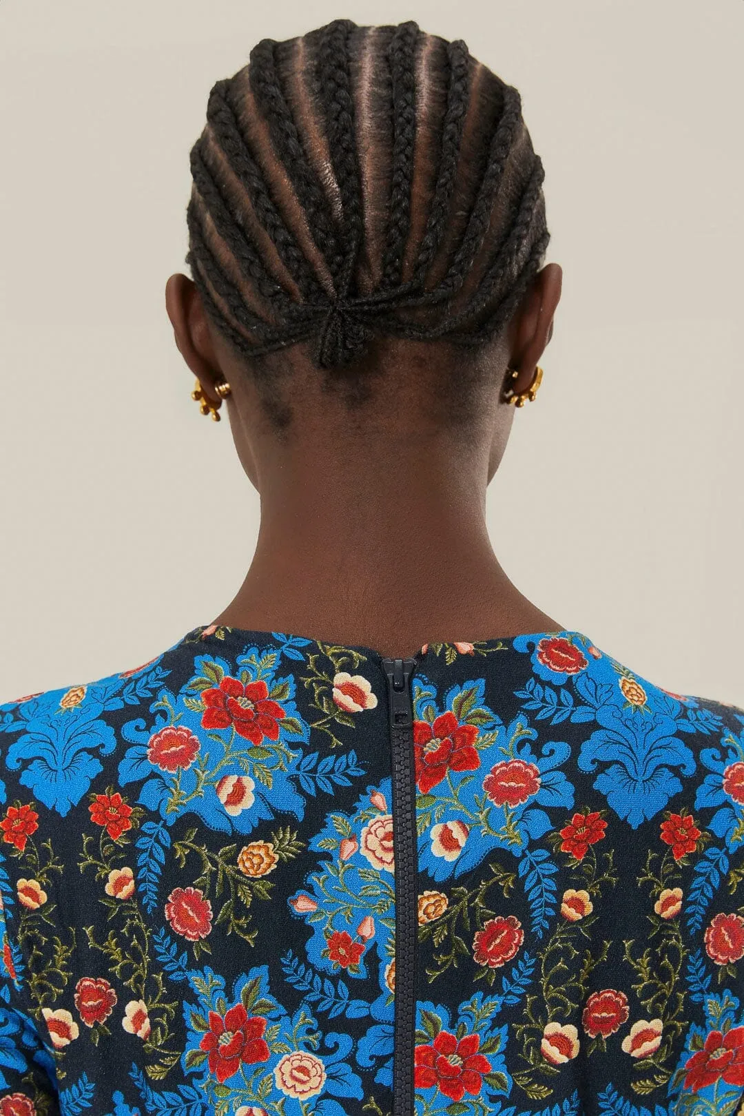 Windy Ready Canyon Walk Blue Arabesque Floral Jersey LENZING? ECOVERO? Midi Dress