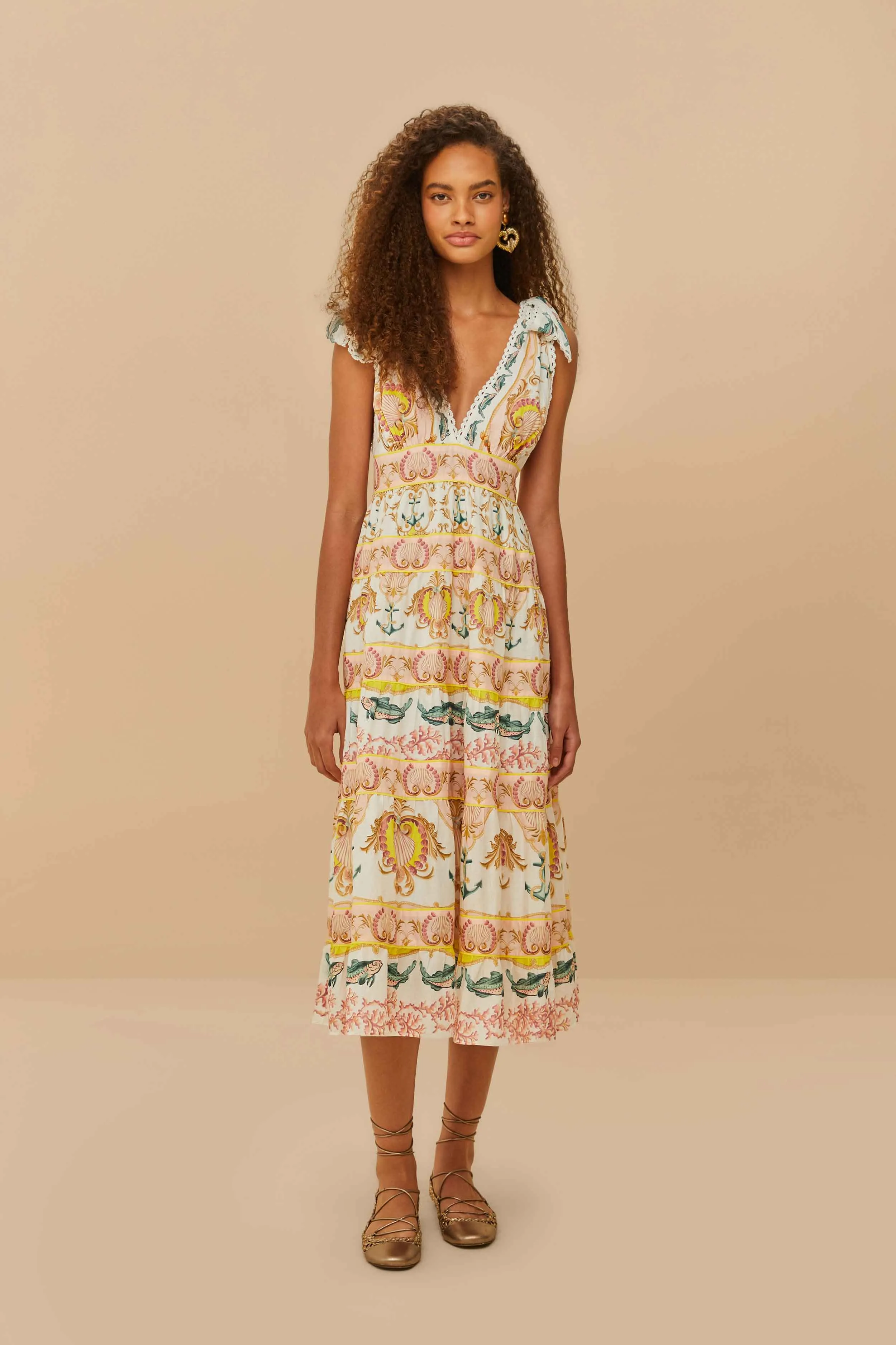 Valley Path Off-White Maritime Magic Midi Dress