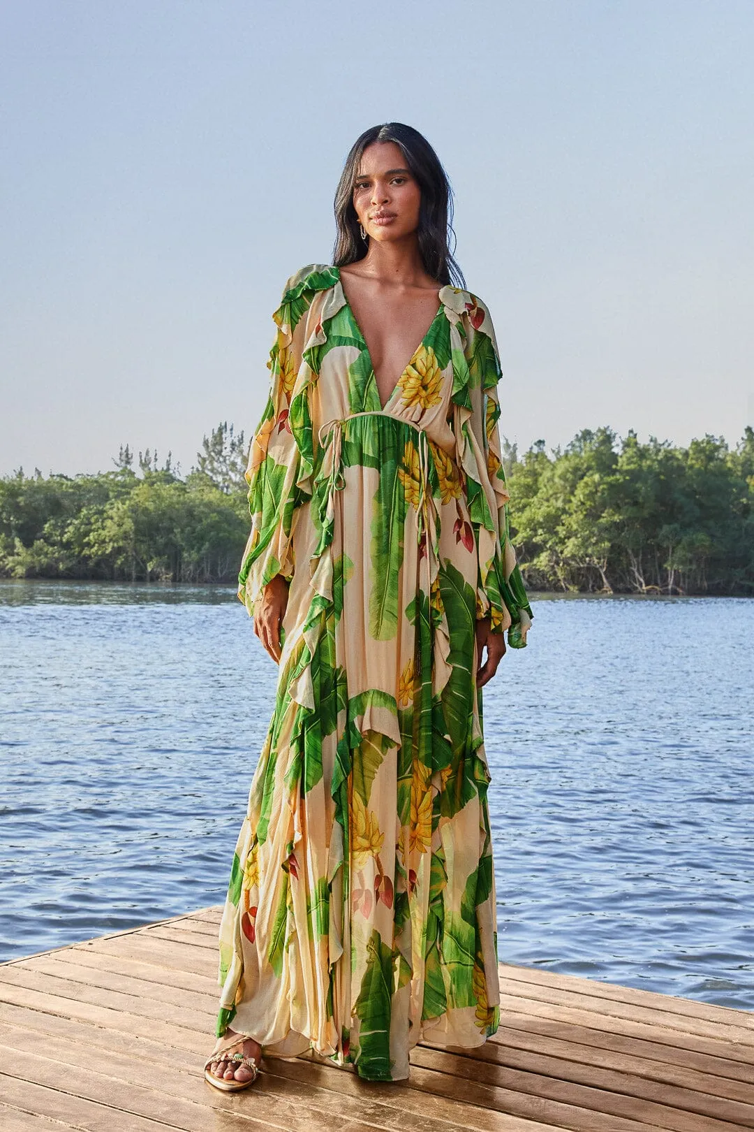 Chrome Glow Patch Glow Beige Fresh Bananas Maxi Dress