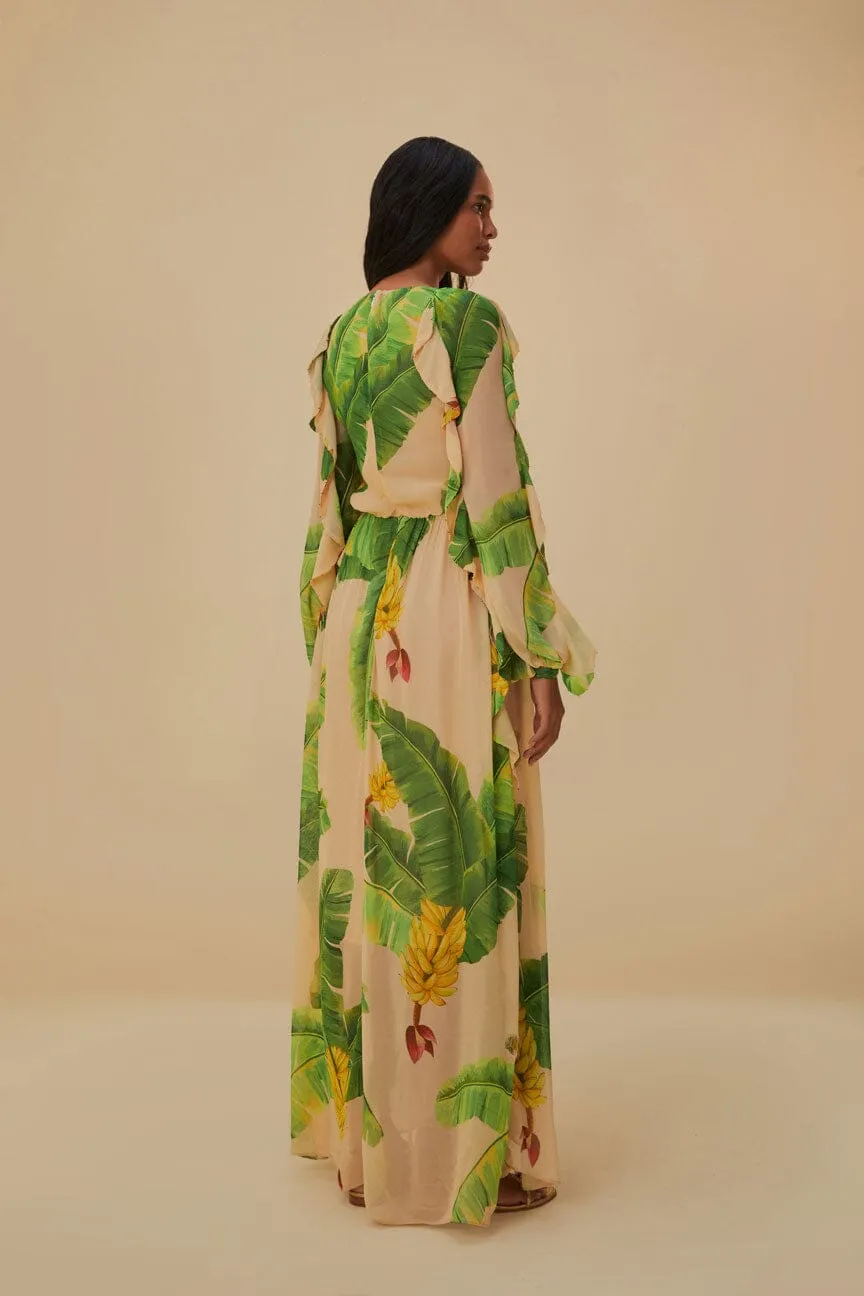 Beige Fresh Bananas Maxi Dress Gala Mood Sun Heat