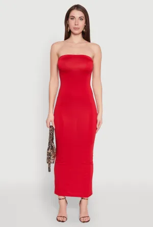 Slit Back Maxi Tube Dress Cherry Bloom