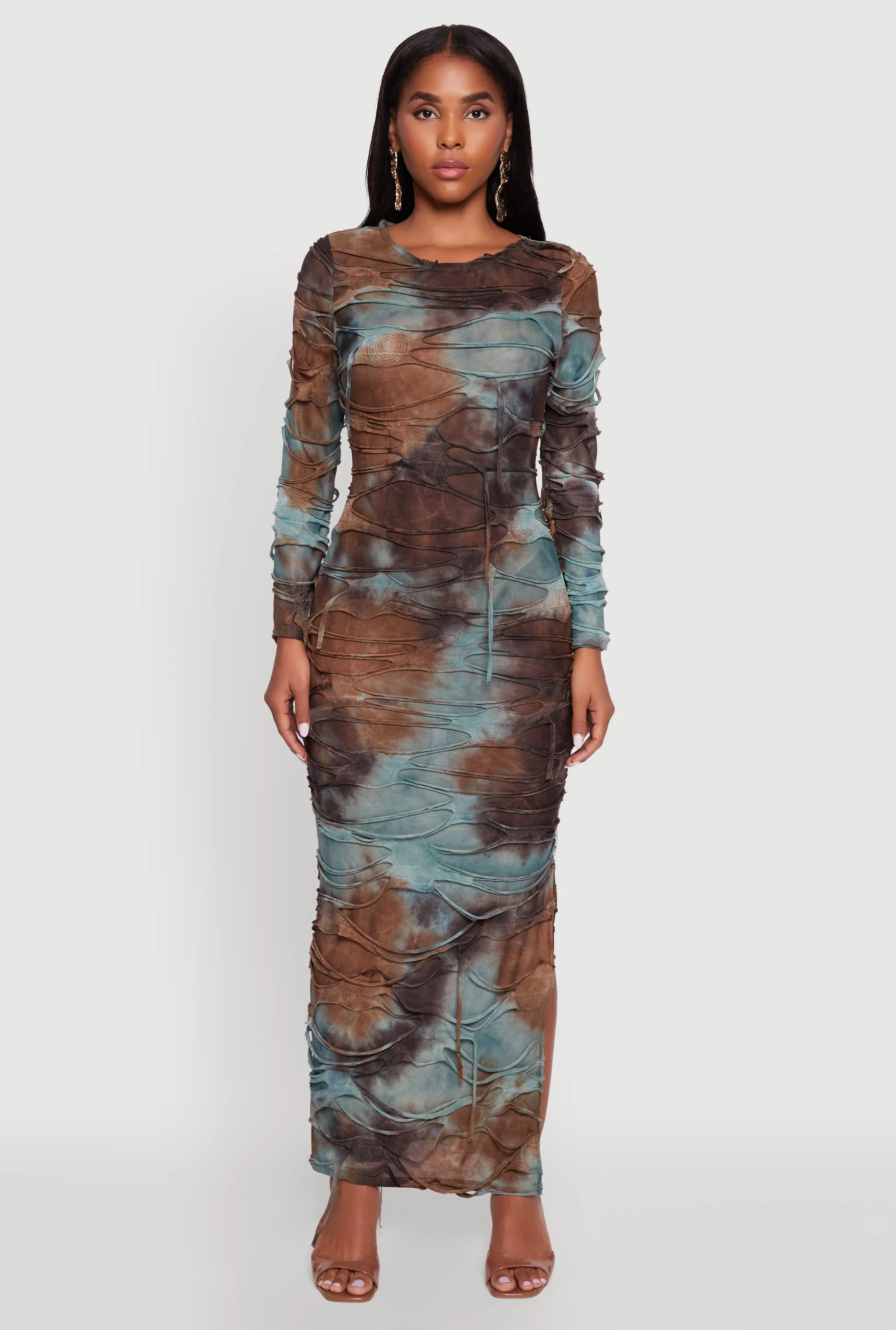 Joy Soul Tie Dye Slashed Side Slit Maxi Dress