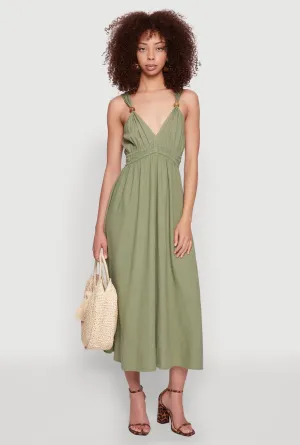 Haute Monde Linen Wood Beaded Strap Sundress With its timeless design this dress is perfect for both casual and formal wear Dye Art