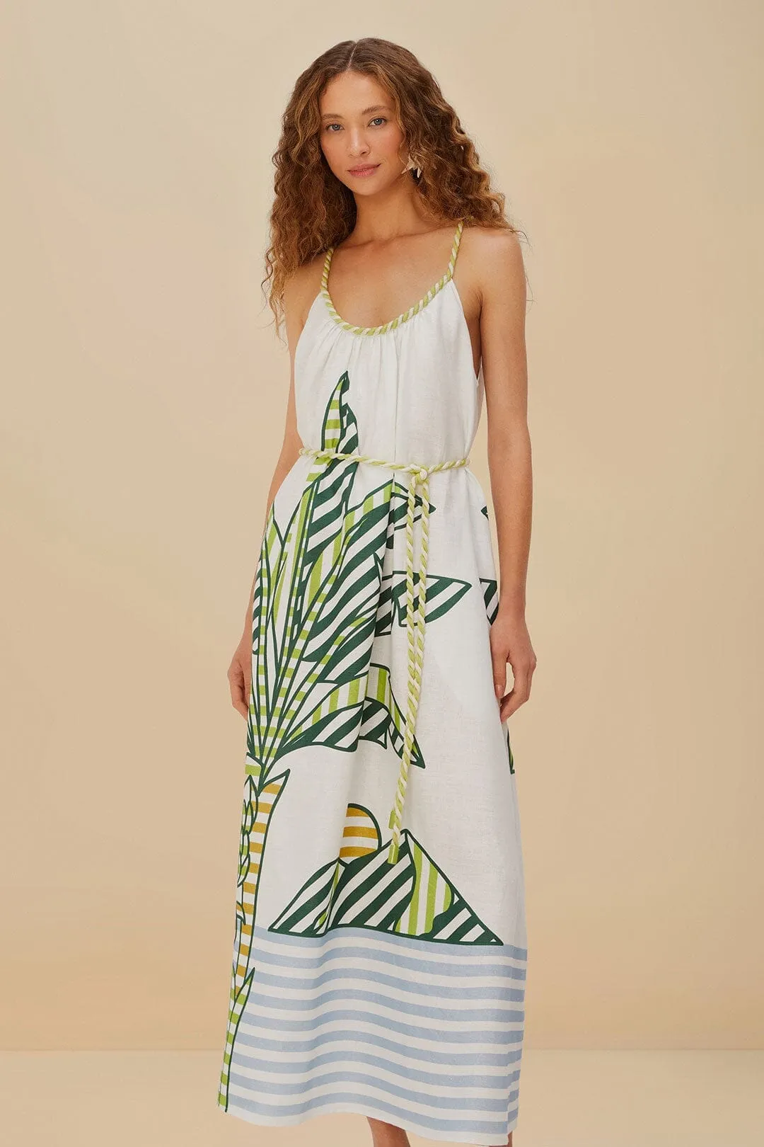 Elegant floor-length dress Earth Brown Off-White Banana Tree Euroflax? Premium Linen Maxi Dress