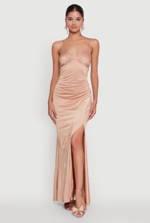 Haute Monde Side Slit Lace Up Back Maxi Dress Vibrant boho dress Seaside Path