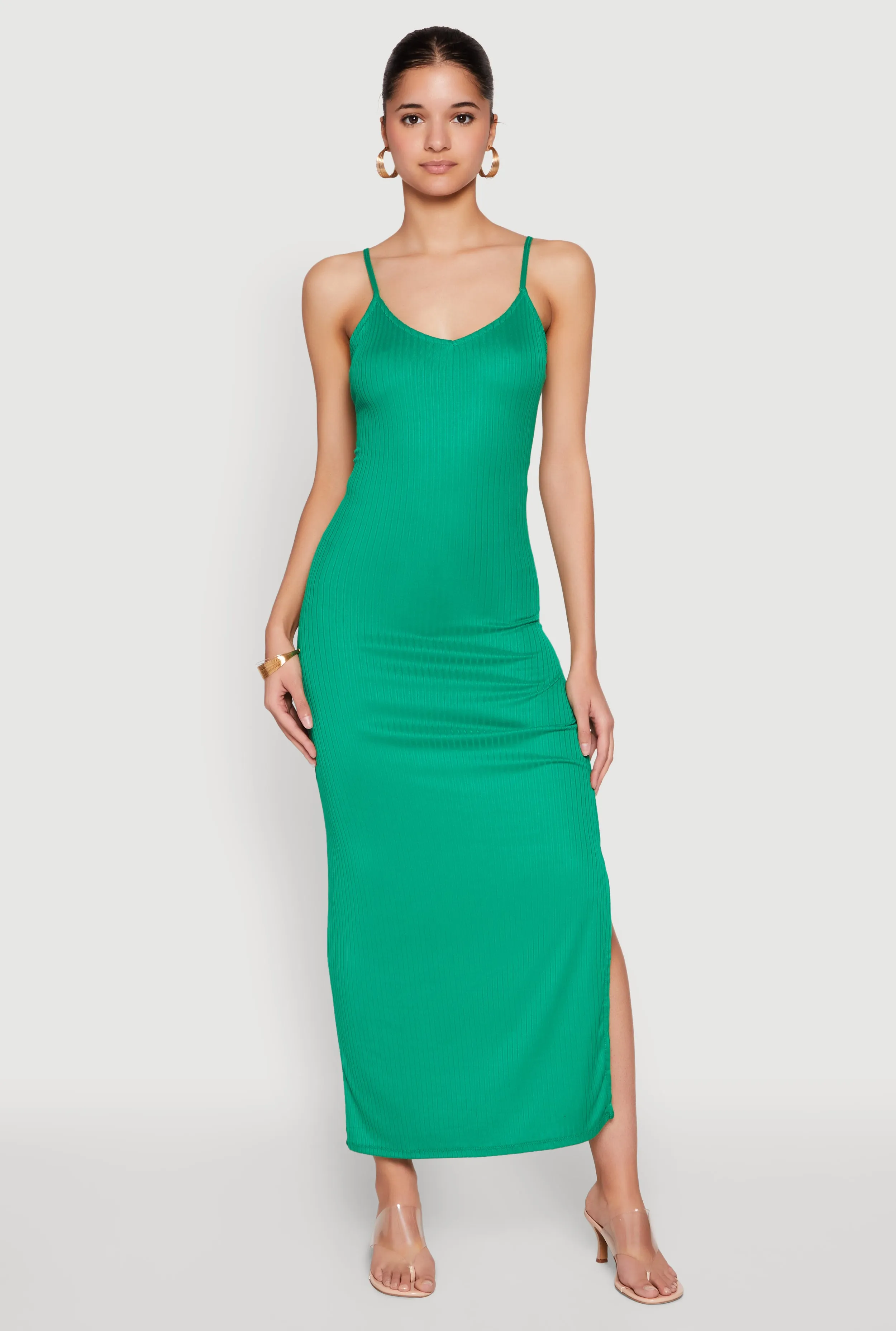 Side Slit V Neck Maxi Dress Stage Ready