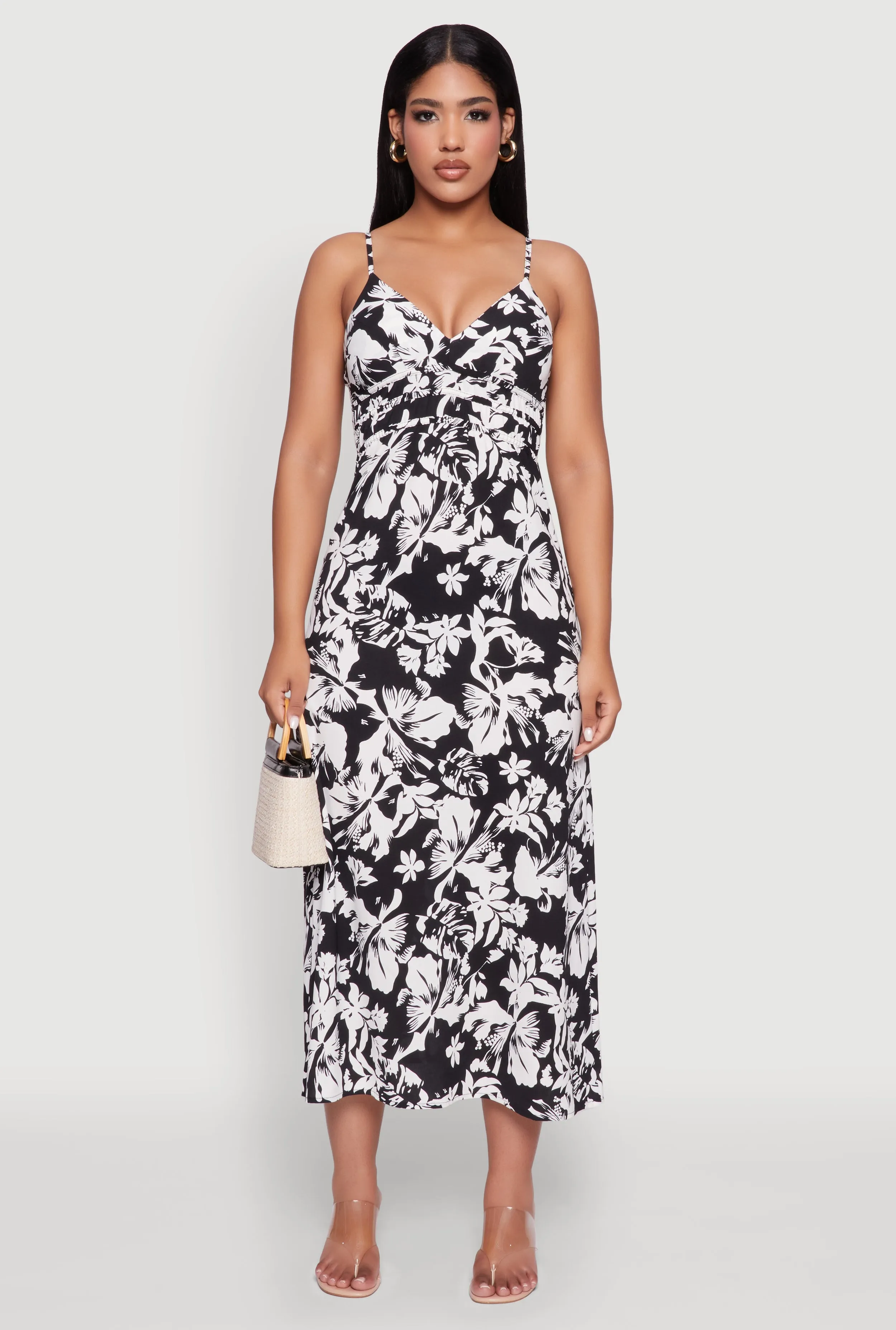 Sleeveless Empire Waist Dress with V Neck Organza Glow Tile Court