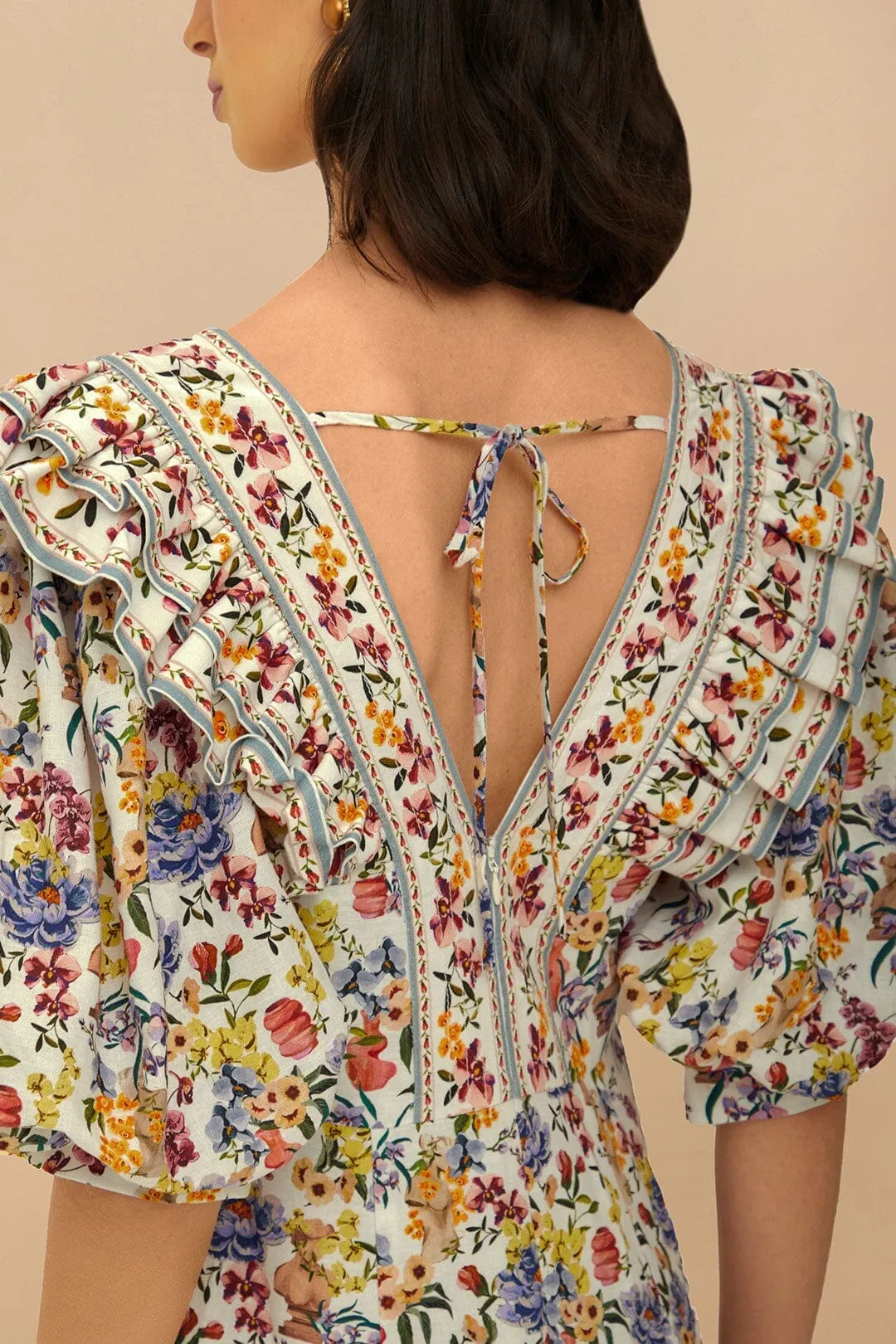 Hot Season Effortless Fashion Off-White Greek Garden LENZING? ECOVERO? Euroflax? Mini Dress