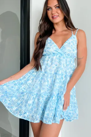 Floral Look Comfortable and breezy mini Undoubtedly Sweet Floral Mini Dress (White Blue Floral)