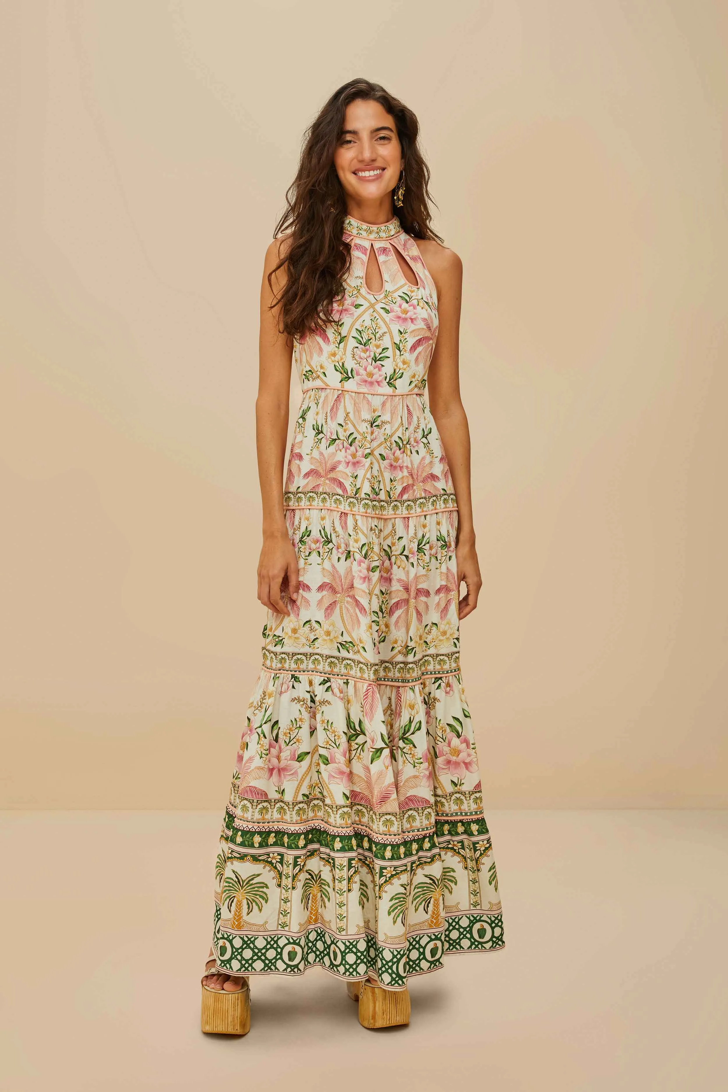 Off-White Palm Dream LENZING? ECOVERO? Euroflax? Maxi Dress Calm Air The classic design of this maxi dress makes it an essential piece for any fashion-forward wardrobe