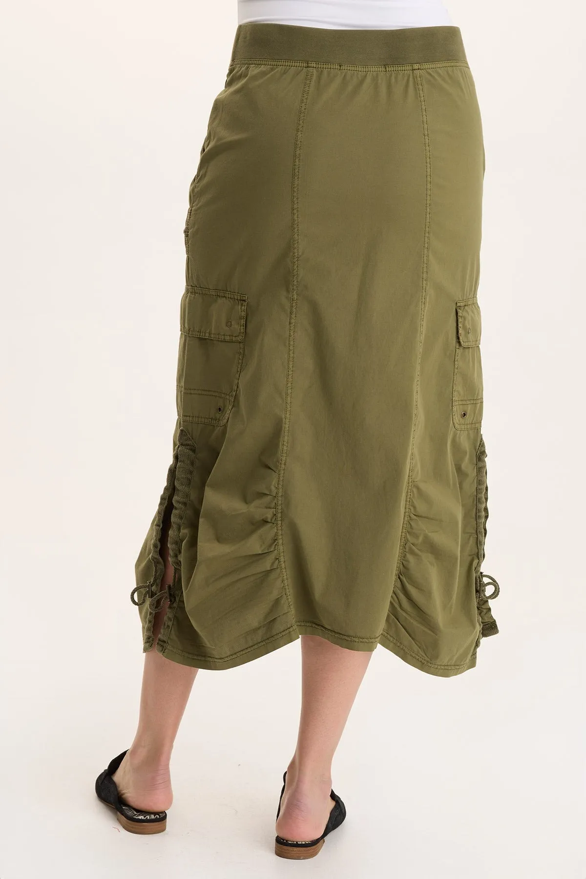Glitter Fit Inner Glow Shea Ruched Detail Cargo Midi Skirt
