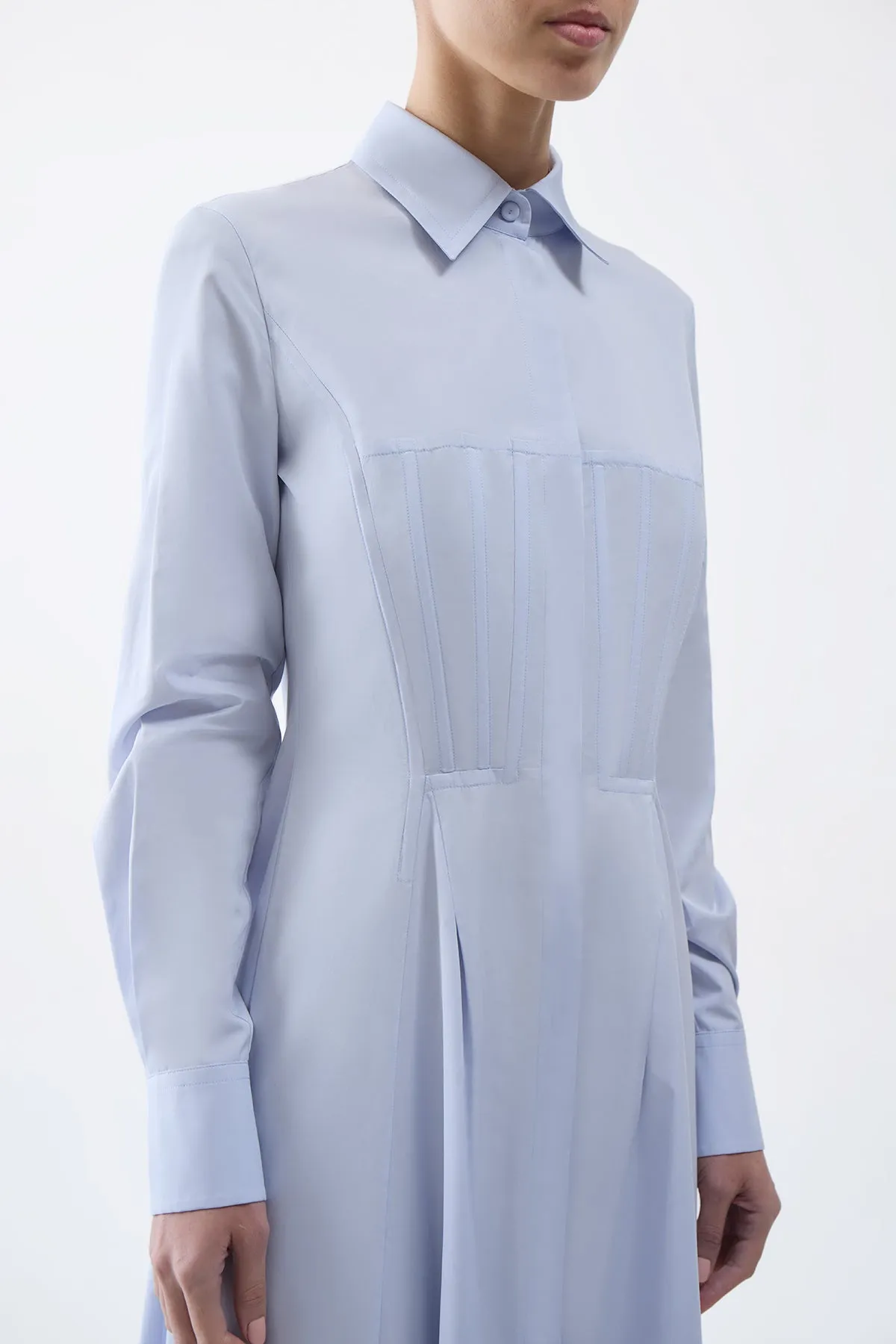Eugene Maxi Shirtdress in Light Blue Sea Island Cotton Hike Fit