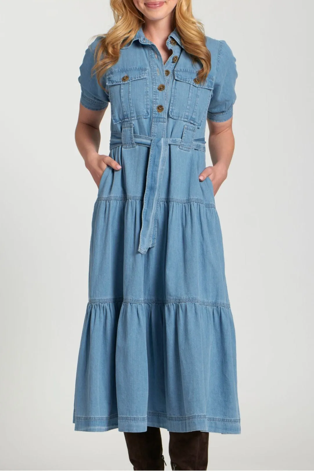 Peace Flow SoftLining Tiered Dress With Front Patch Pocket