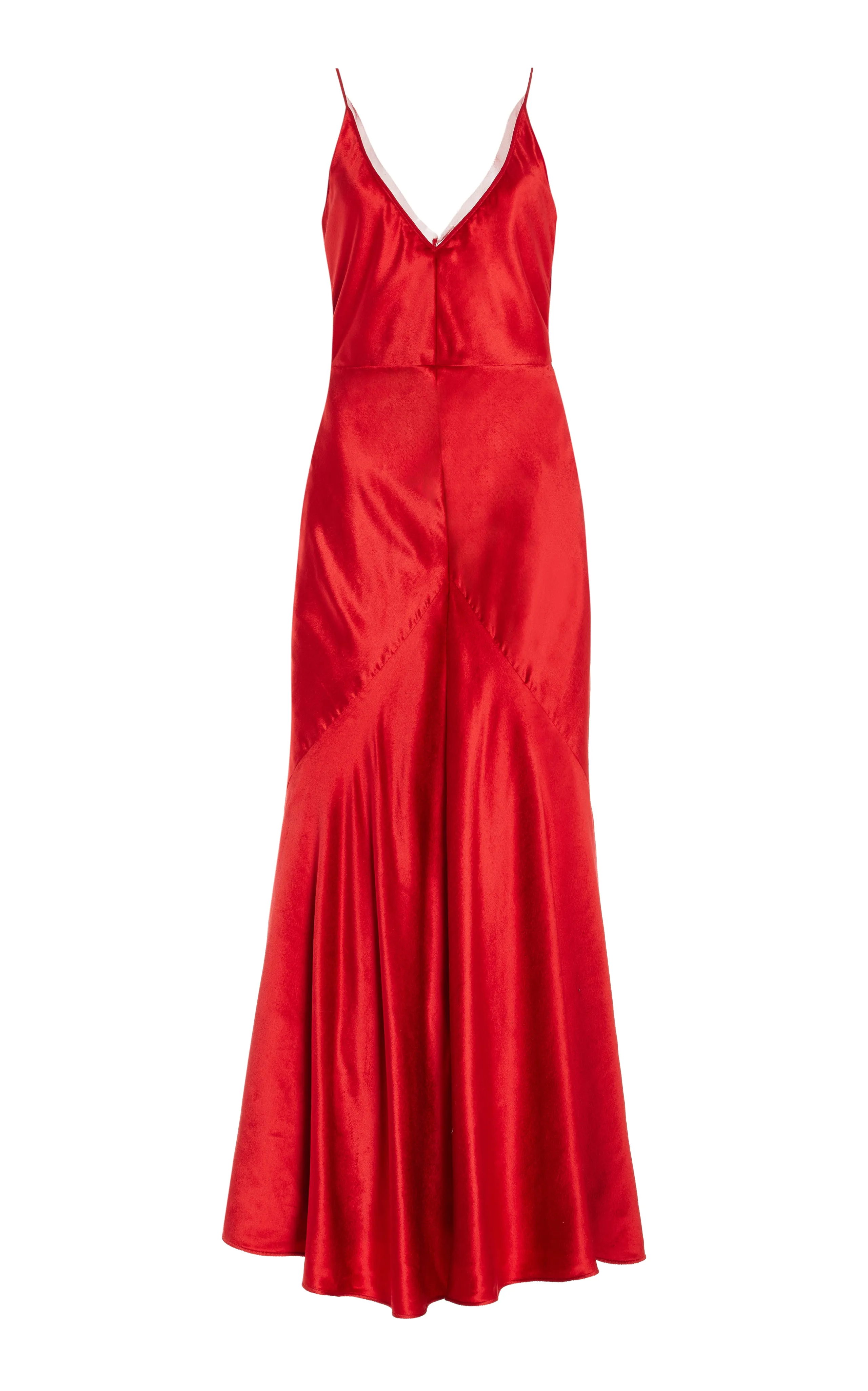 UVProtectionFabric Brigita Slip Maxi Dress in Scarlet Red Silk Velvet