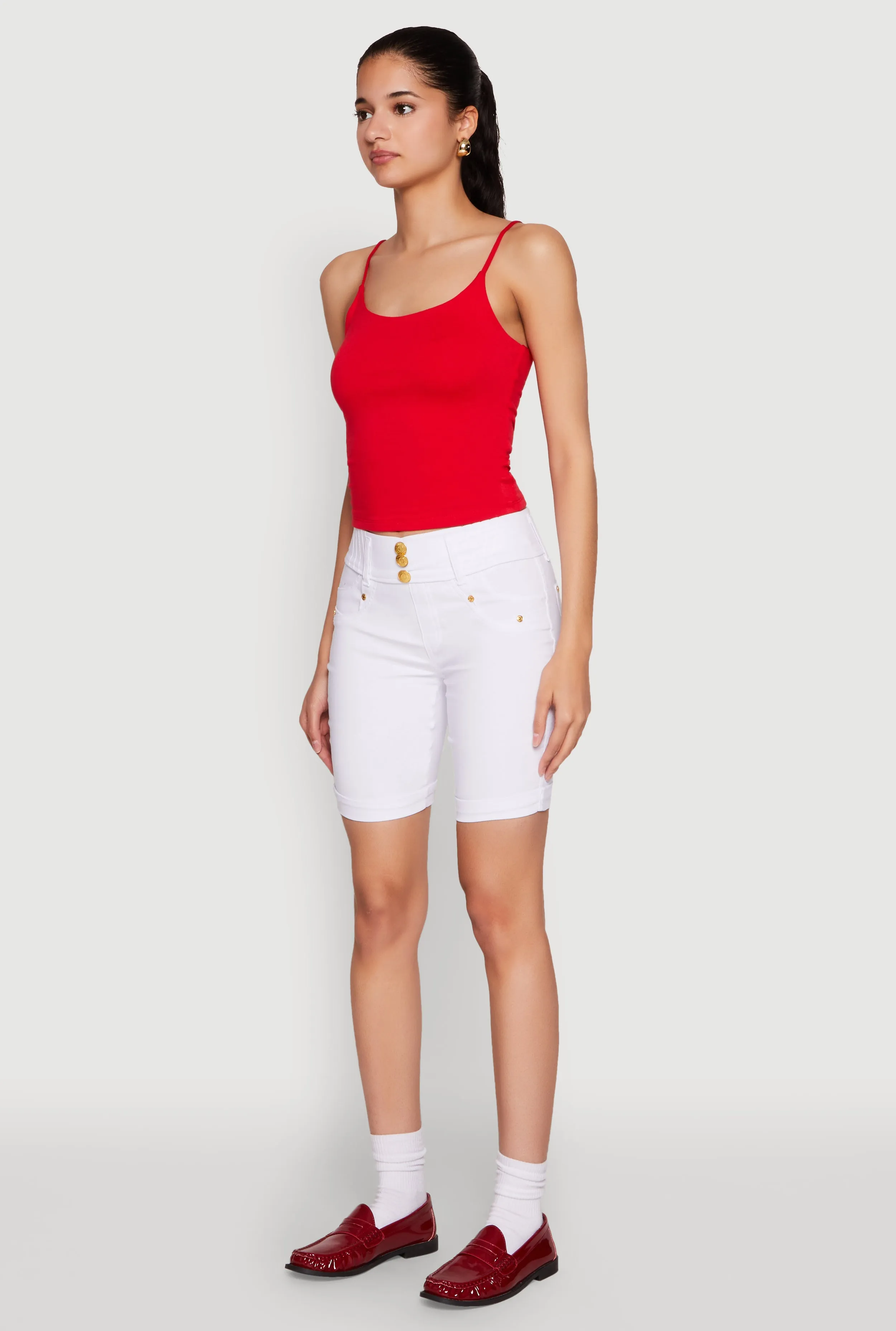 Hyper Stretch Faux Button Bermuda Shorts suit jacket