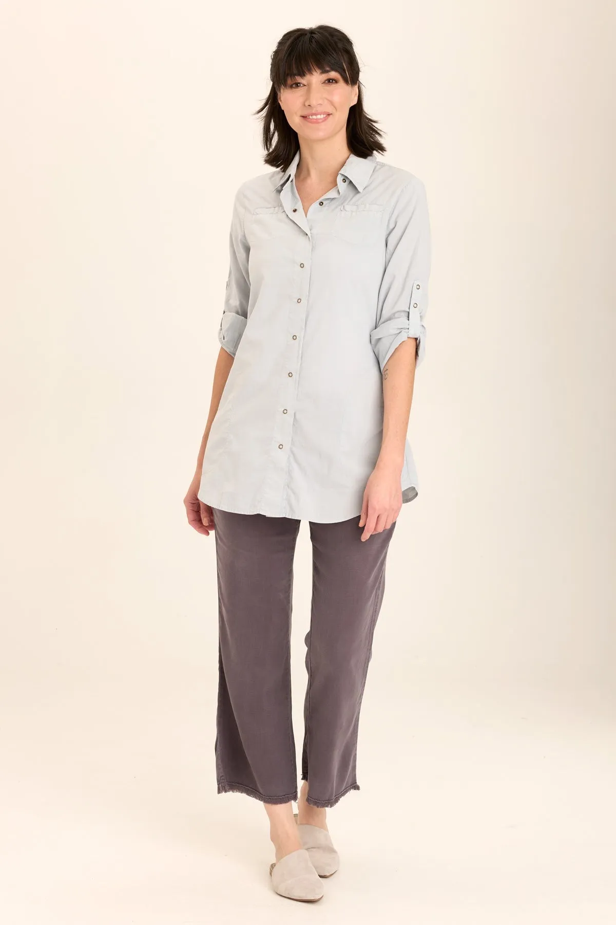 Reporter Soft Voile Button-Down Blouse Durable Stitching StretchFit