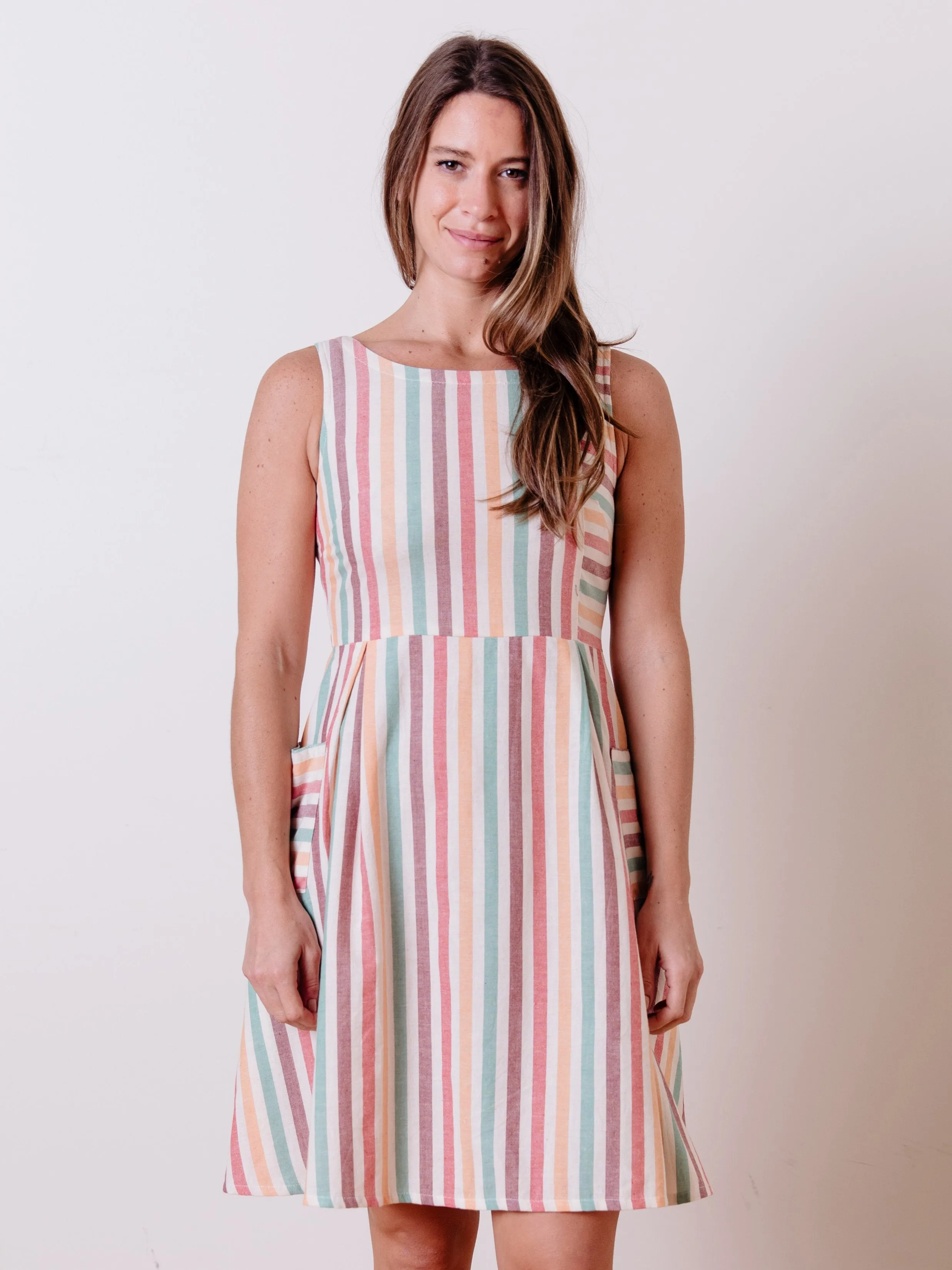 Vintage Panel Dress - Ice Cream Stripe Tropical Glow