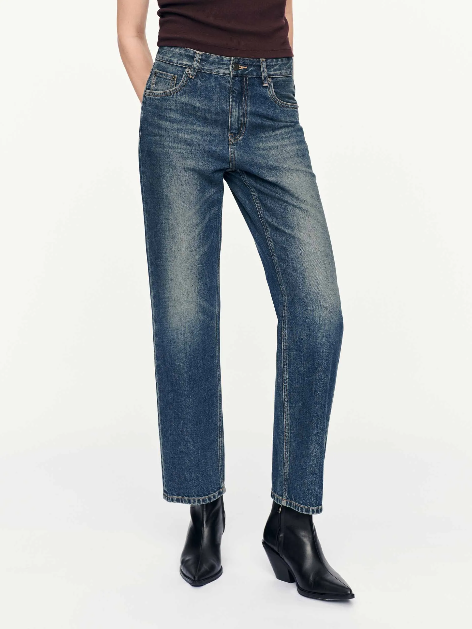 Stretch Road Trip Brunch Outfit Flat Lock Stitching Ankle Length Tapered Jeans