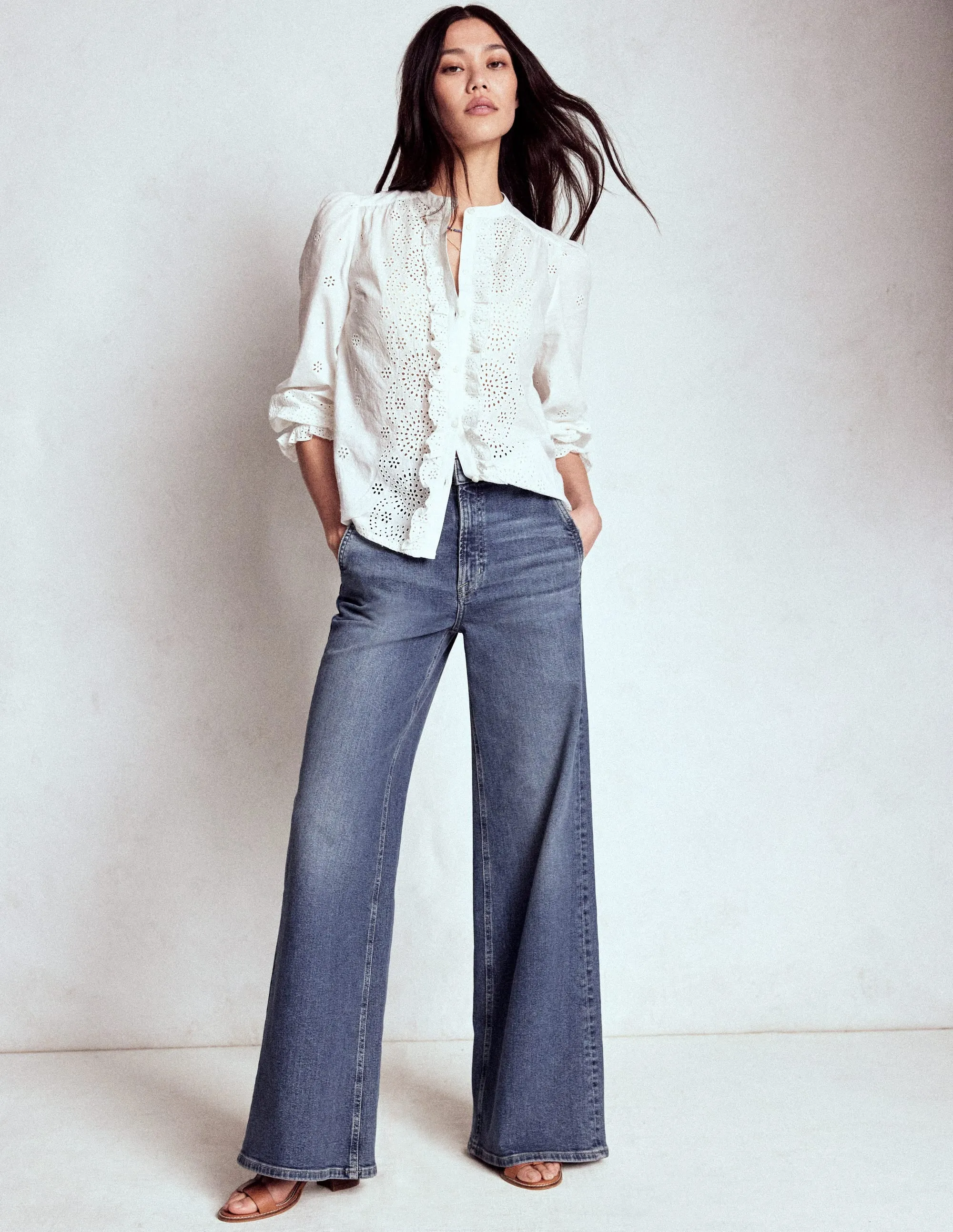 Spring Mood Party Look Classic High Rise Clean Wide Jeans-Mid Vintage