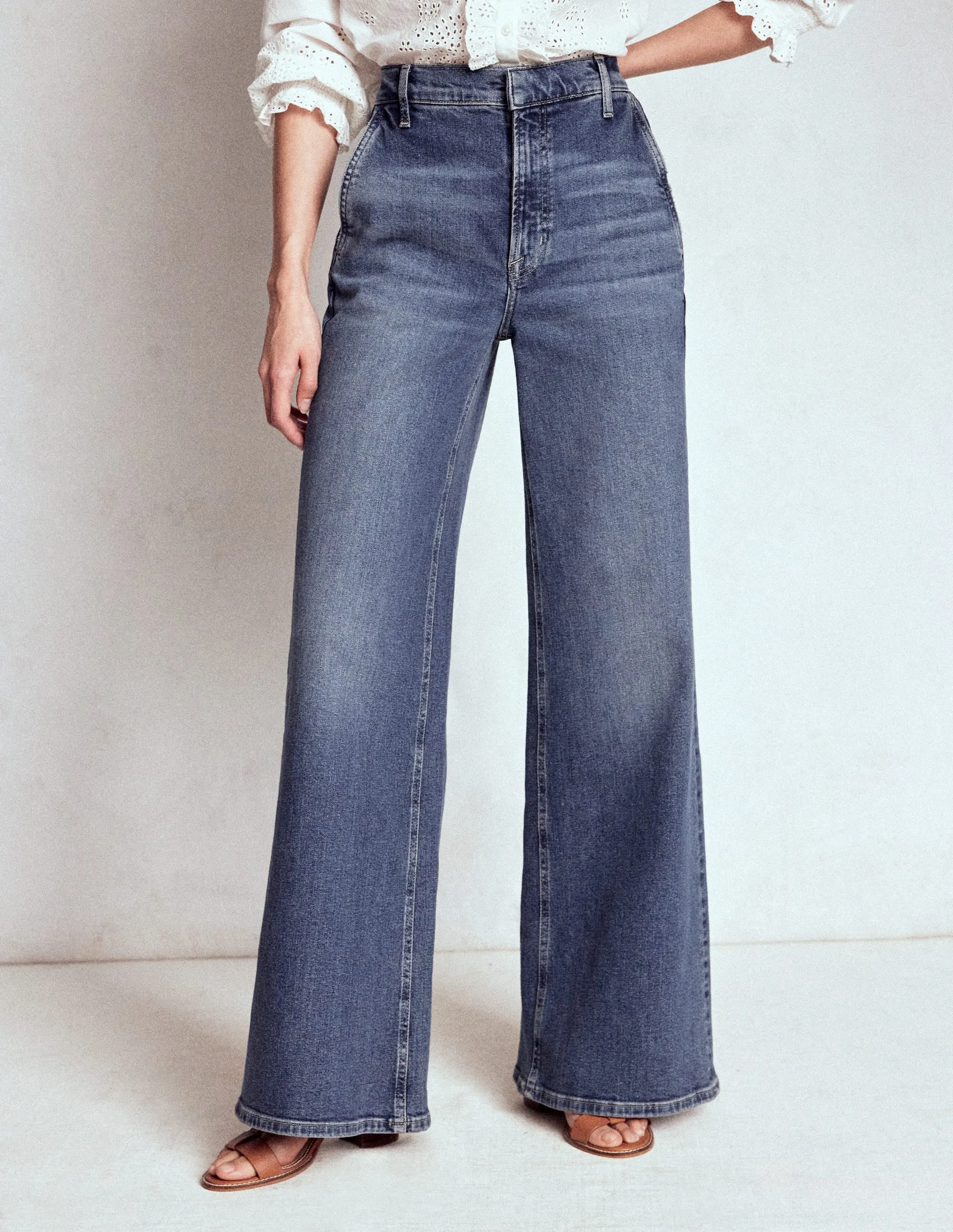 High Rise Clean Wide Jeans-Mid Vintage City Walk Weekend Warrior