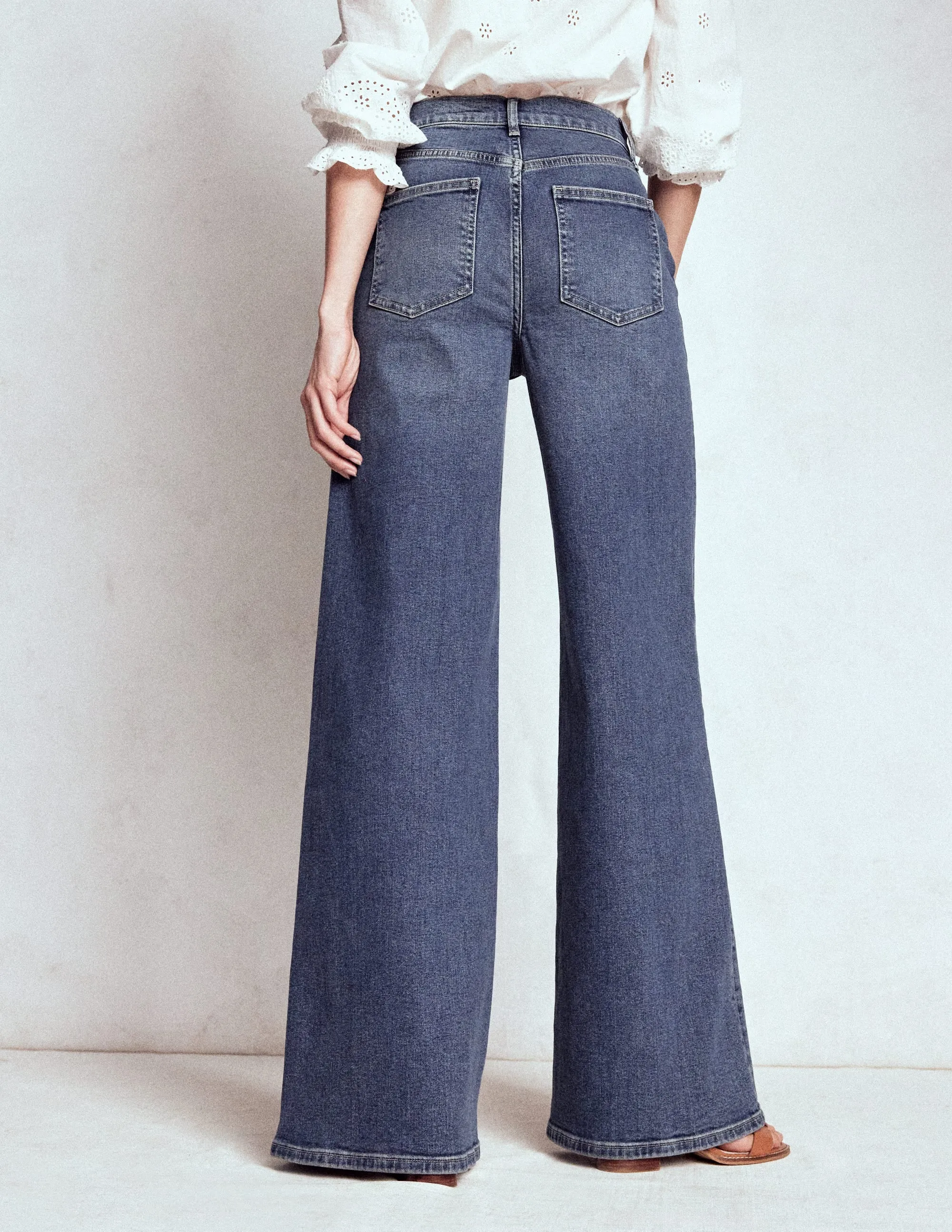 Night Out Parent Style High Rise Clean Wide Jeans-Mid Vintage