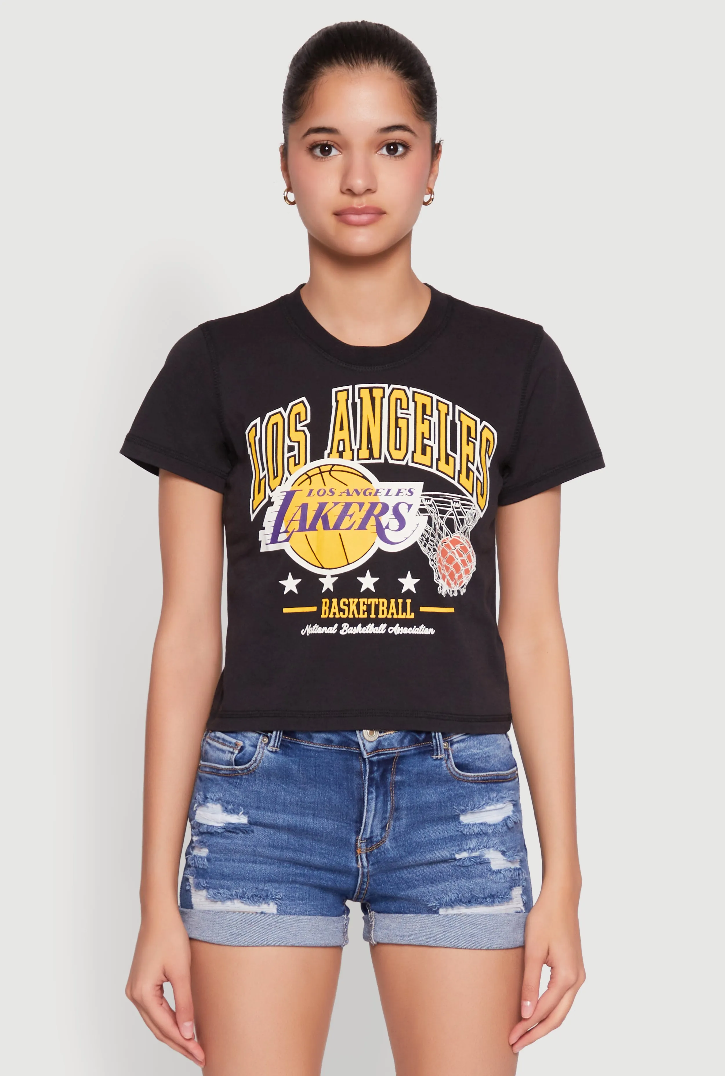 Relaxed Vibe Ethically Sourced Cotton NBA Los Angeles Lakers Cropped Tee
