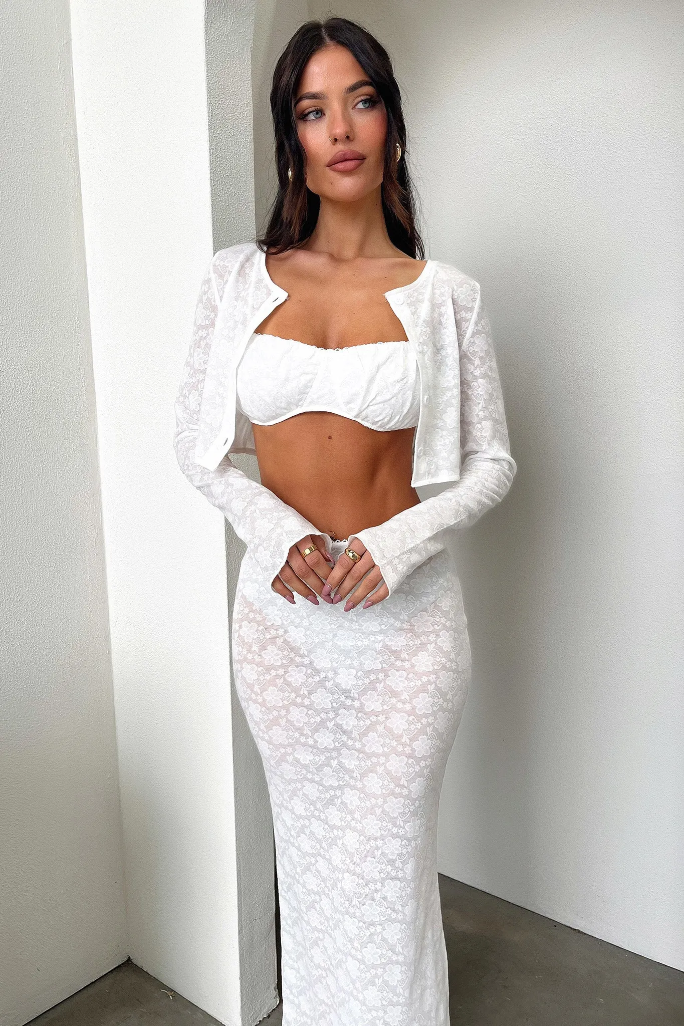 Renoir Maxi Skirt - White Cozy Edge