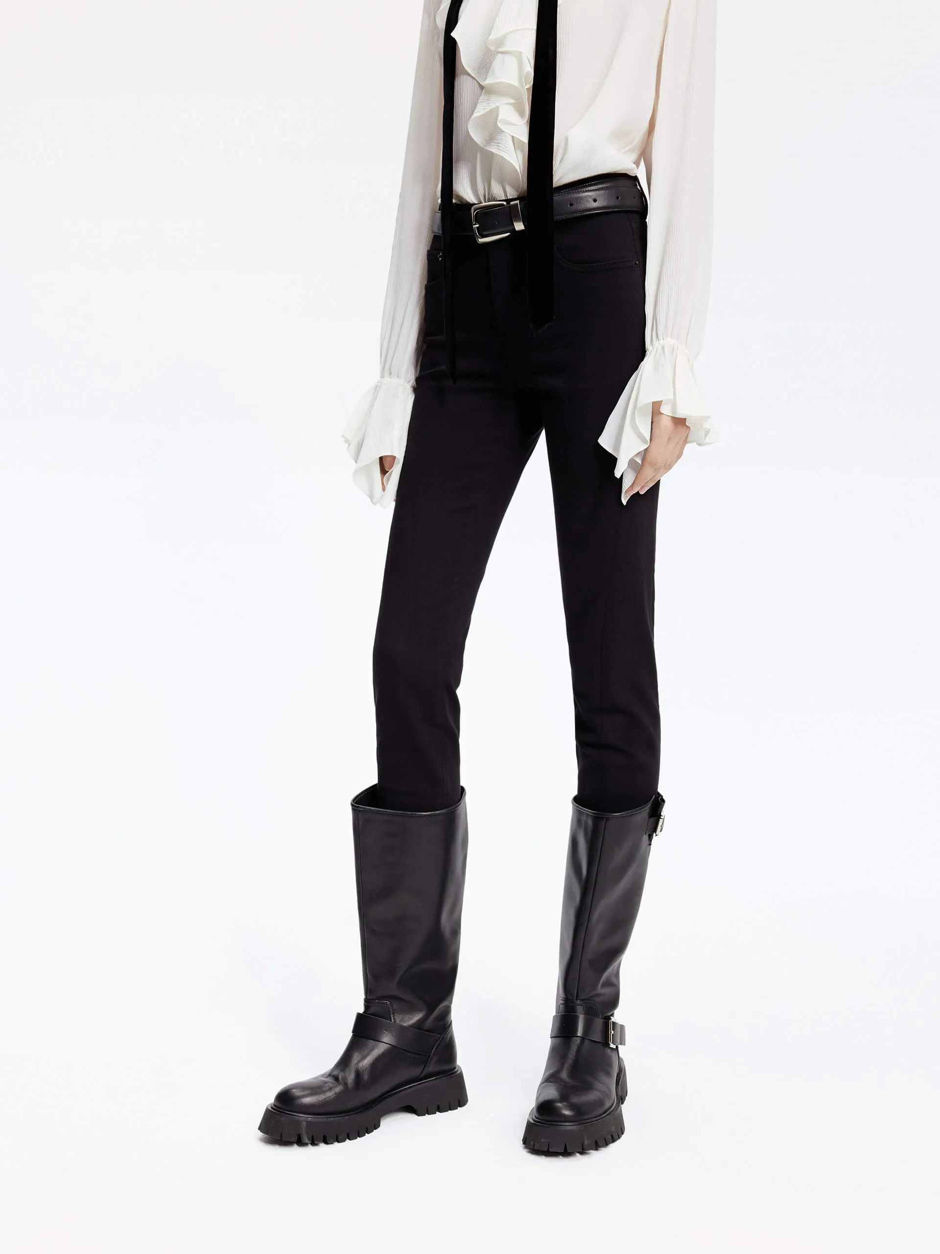 Black Skinny Leg Jeans Outdoor Fashion Classic Wear Slim