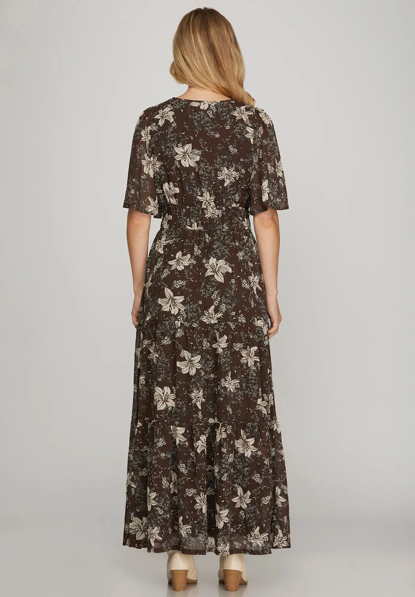 Brown Floral Dress Fame Glow Kind Soul