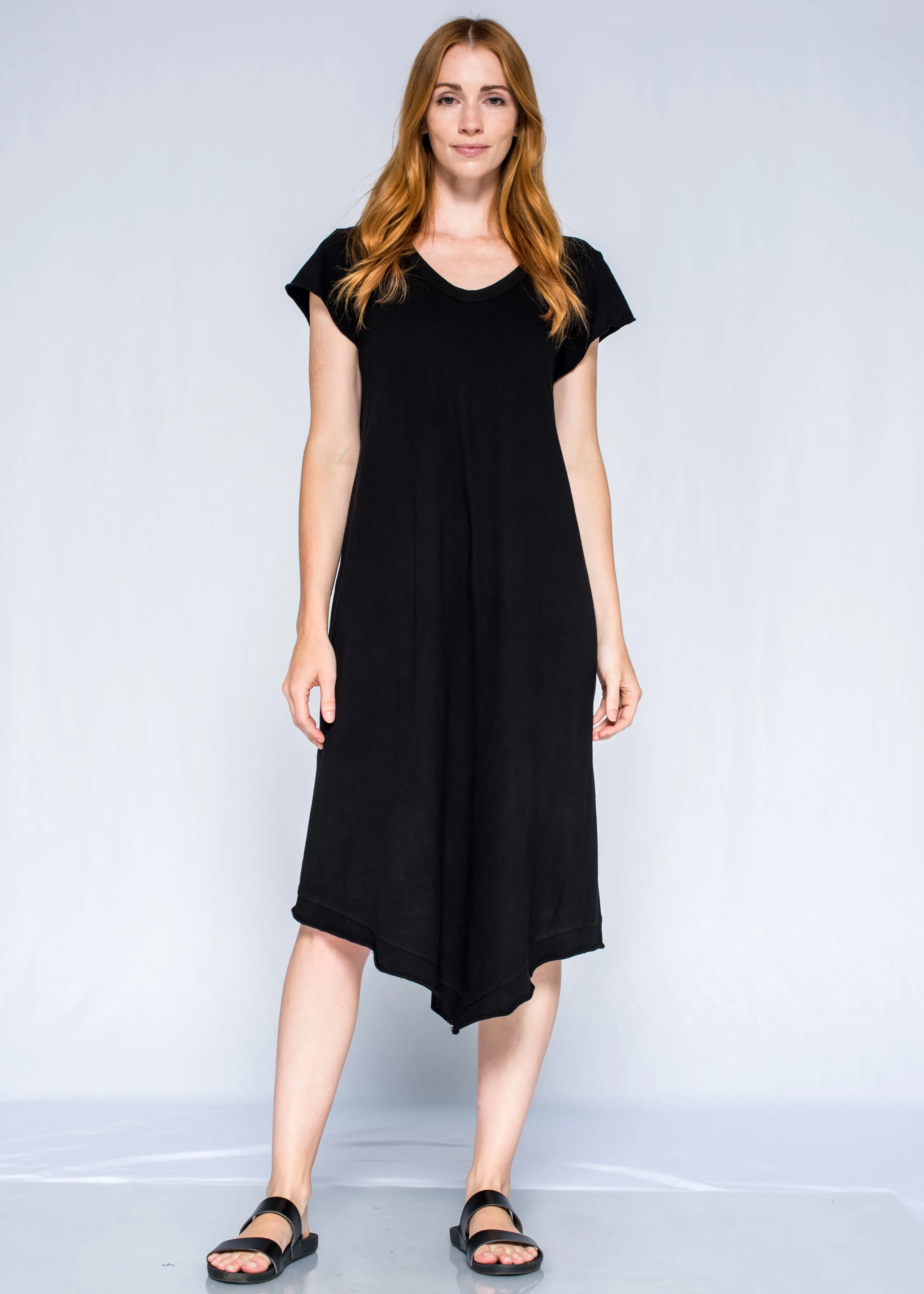 Spanish Glow Raw Soft Slanted Tee Dress short sleeve