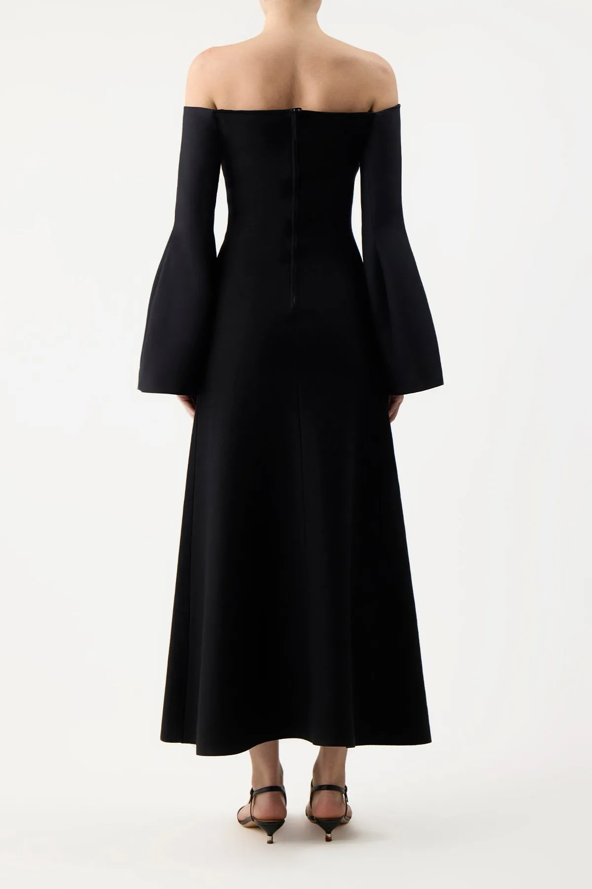Love Energy Sinead Dress in Black Wool Silk Cady