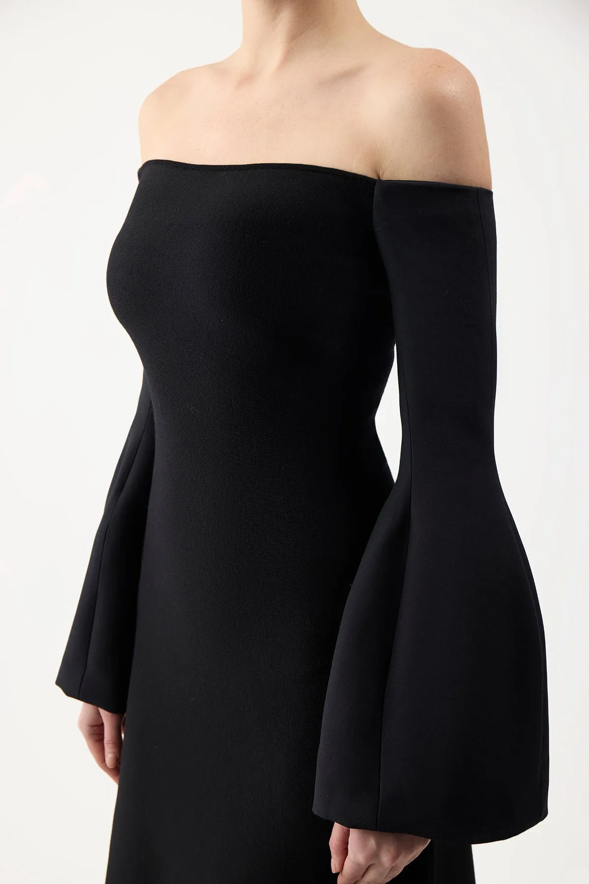 Gentle Power Sinead Dress in Black Wool Silk Cady
