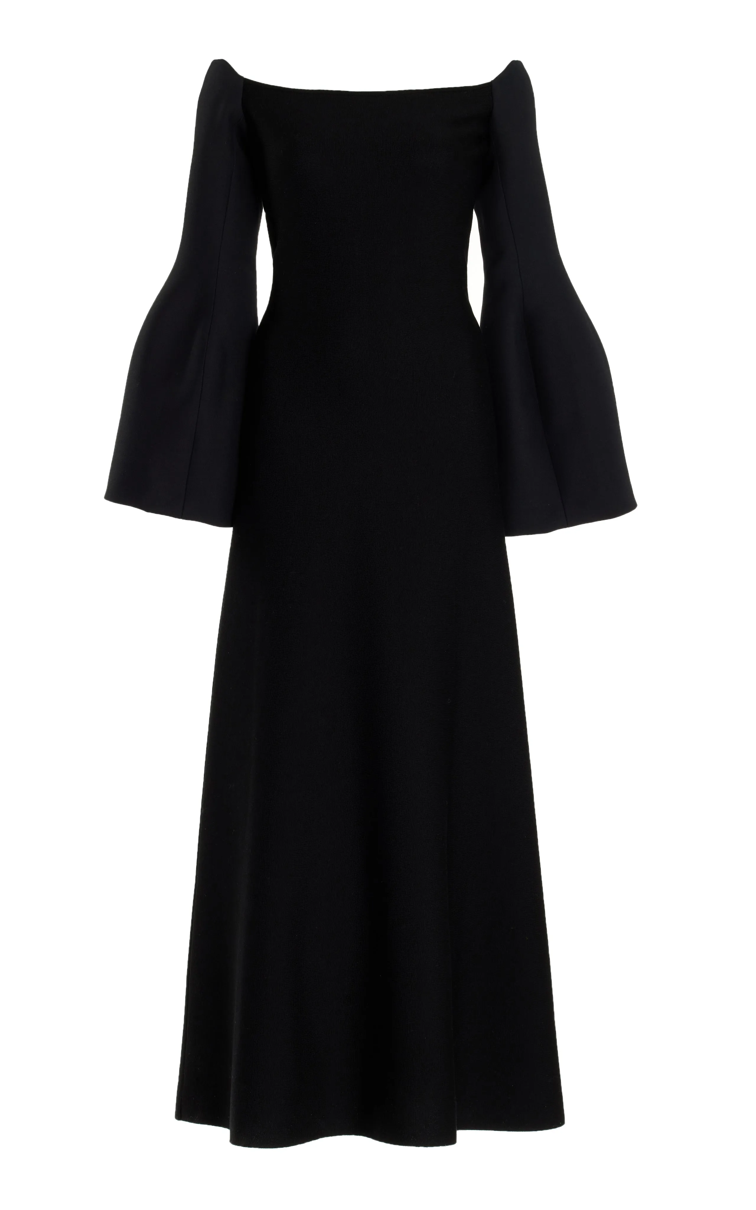 Dense Fit FadeResistant Sinead Dress in Black Wool Silk Cady