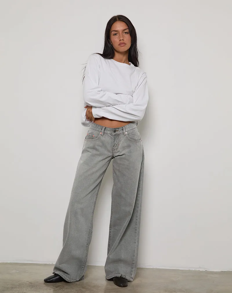 Low Rise Roomy Jeans in Bleach Grey GentleWaistband