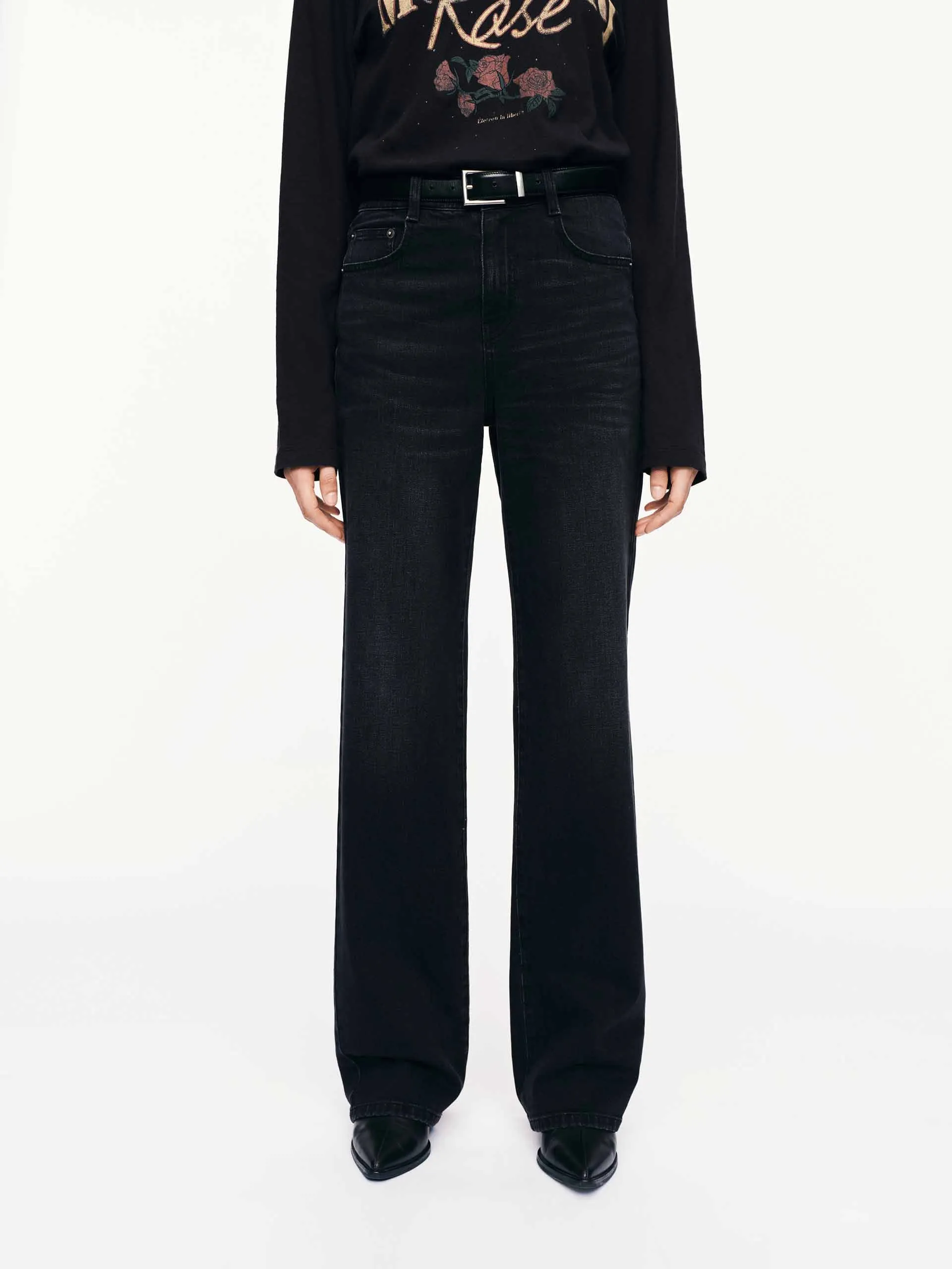 Cotton Blend Black Jeans Resilient material