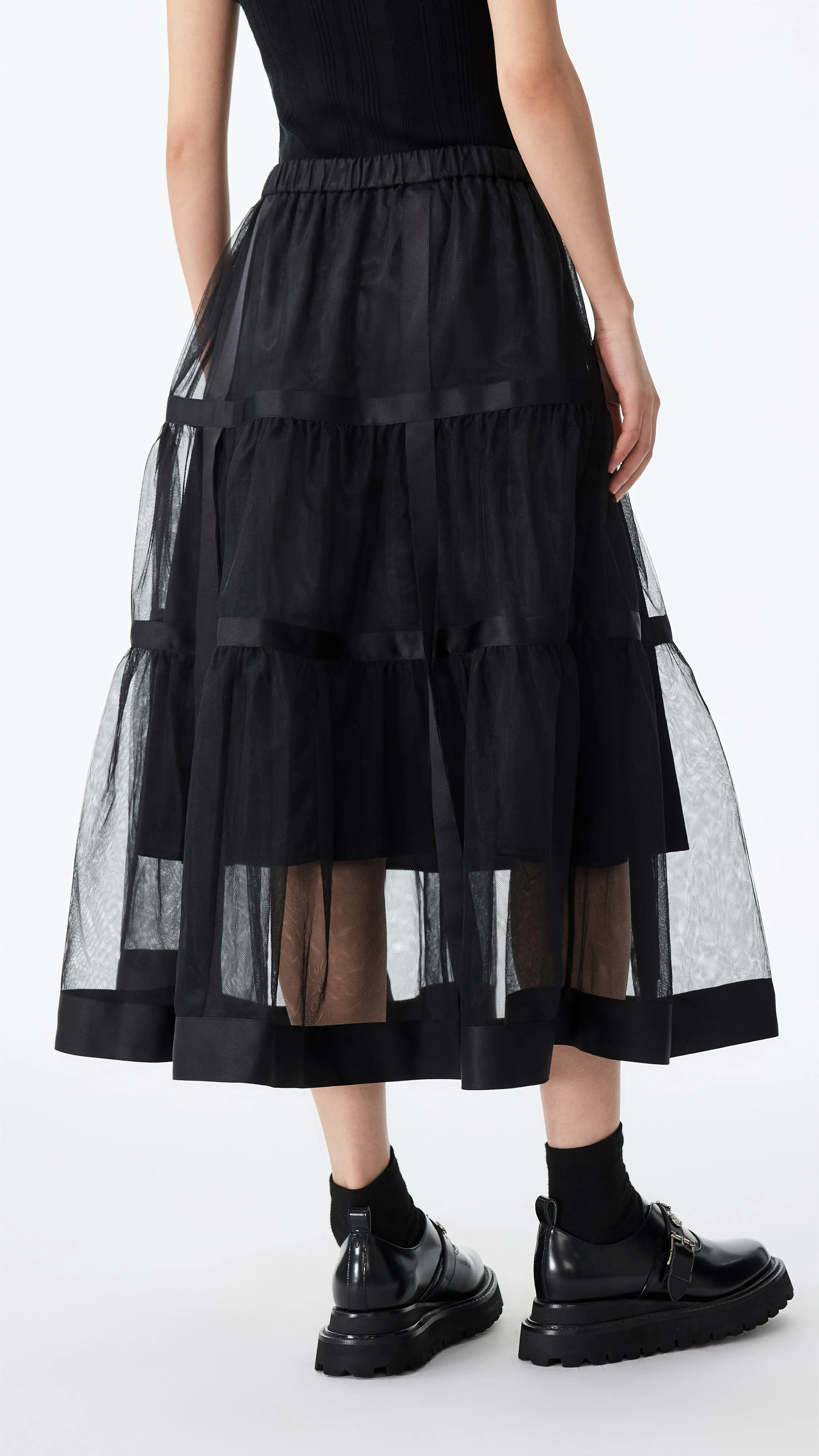 Fitted Cut Tulle with Satin Skirt