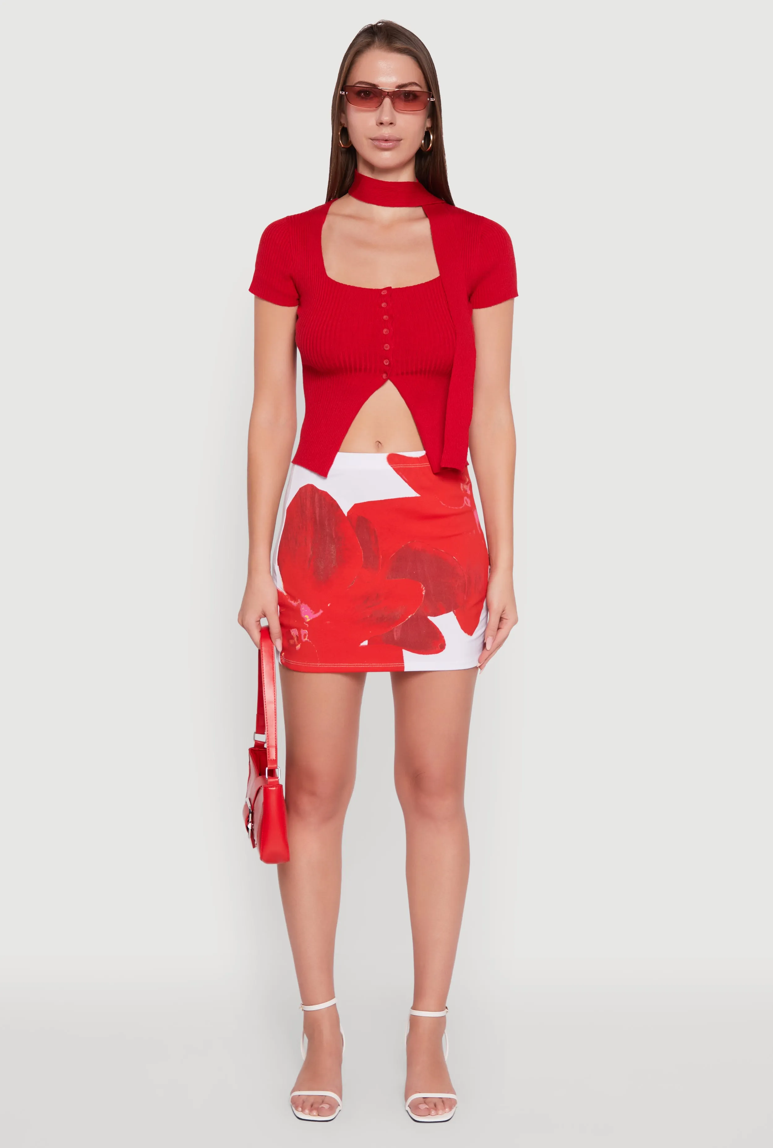 Outfit Details Chill Feel Abstract Flower Mini Skirt