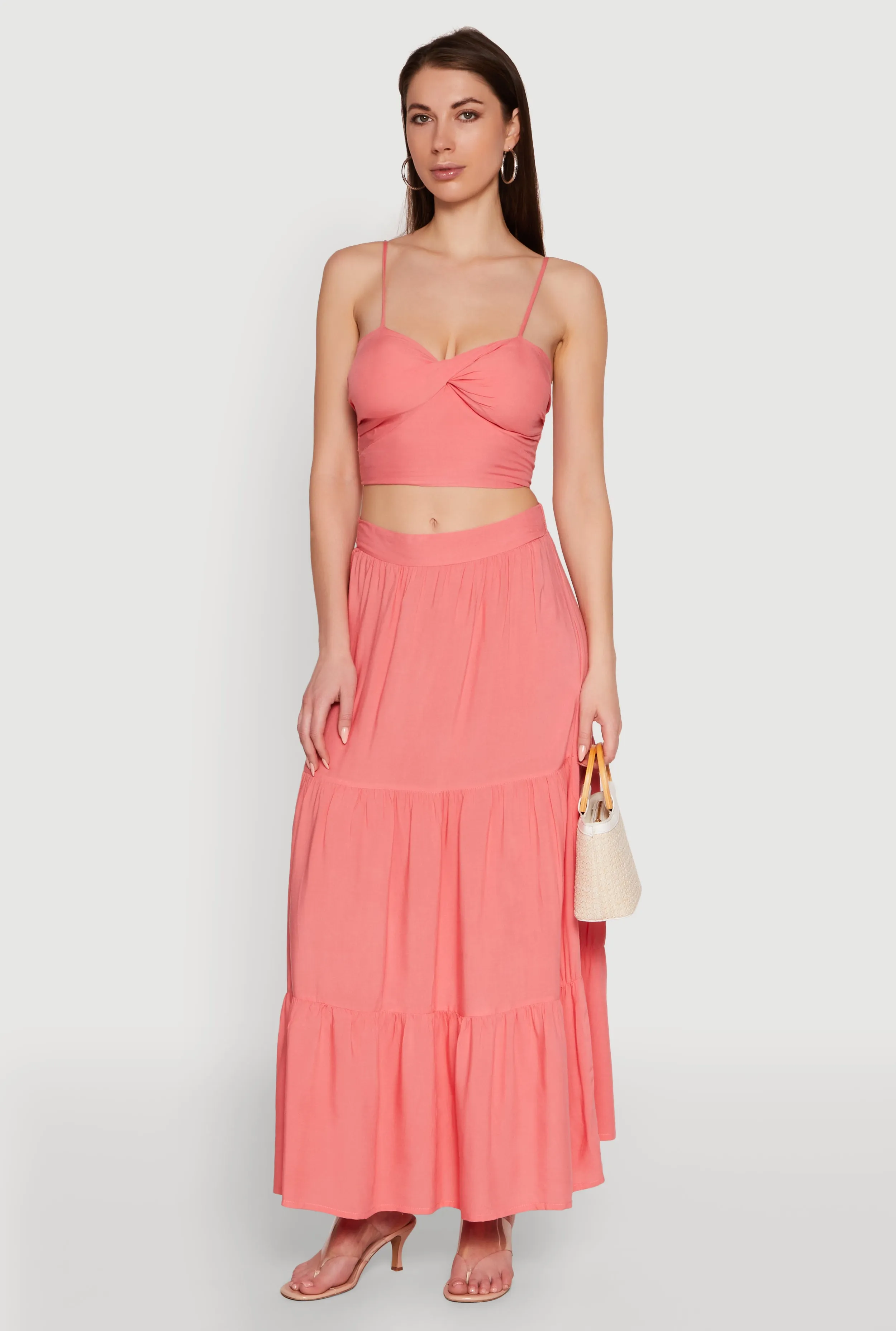 Chic High Waisted Tiered Maxi Skirt Everyday Vibe Evening Outing