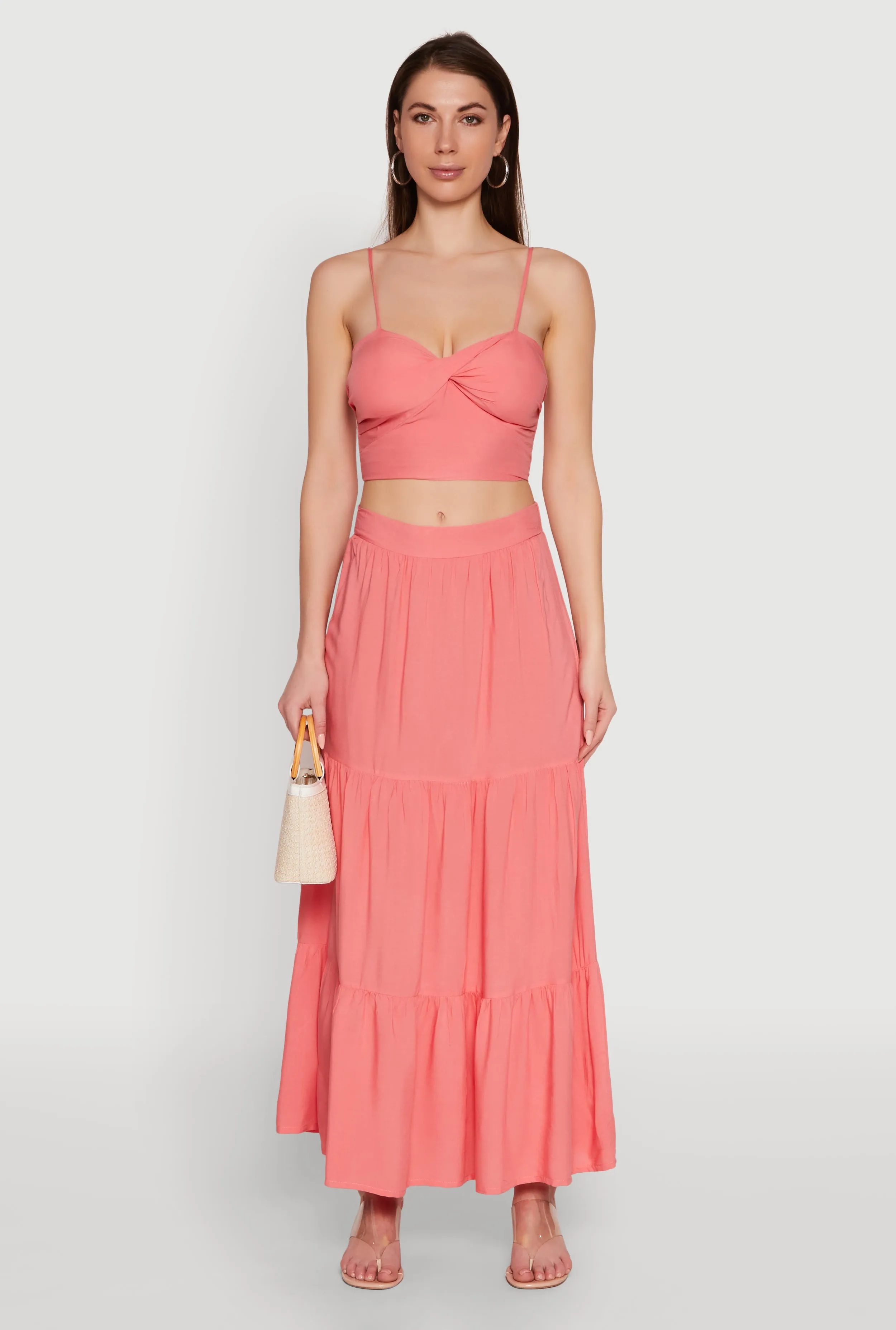 Breathable Material Outdoor Outfit Chic High Waisted Tiered Maxi Skirt