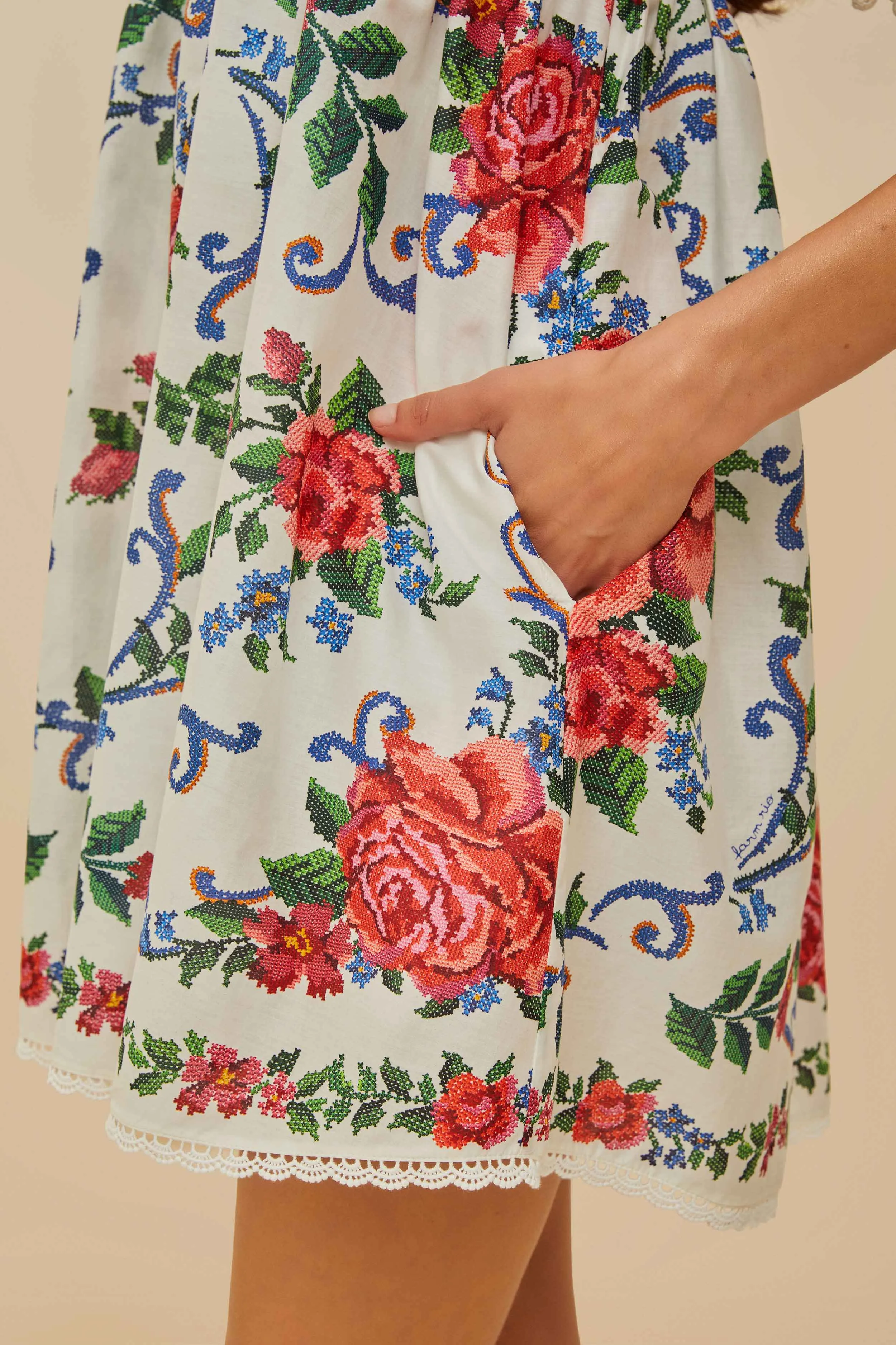 Off-White Flower Tapestry Mini Dress Quick Scene