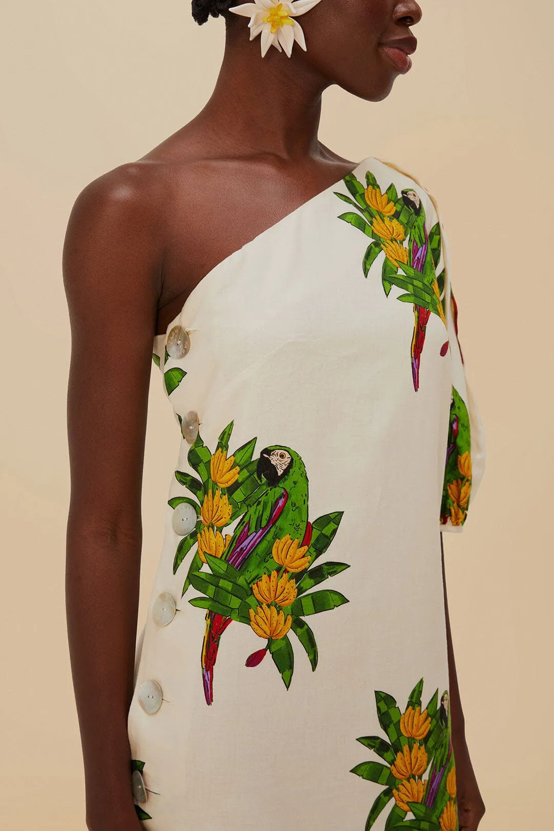 Off-White Maracana Bird LENZING? ECOVERO? Euroflax? Mini Dress Edge Soft Light Beat