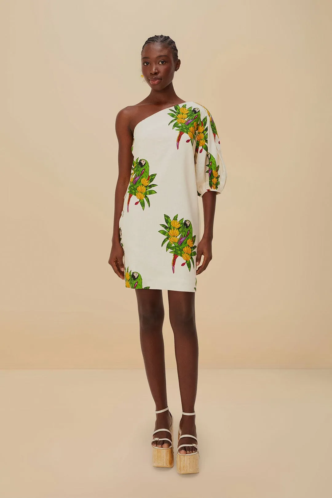 Boho Chic Look City Light Off-White Maracana Bird LENZING? ECOVERO? Euroflax? Mini Dress
