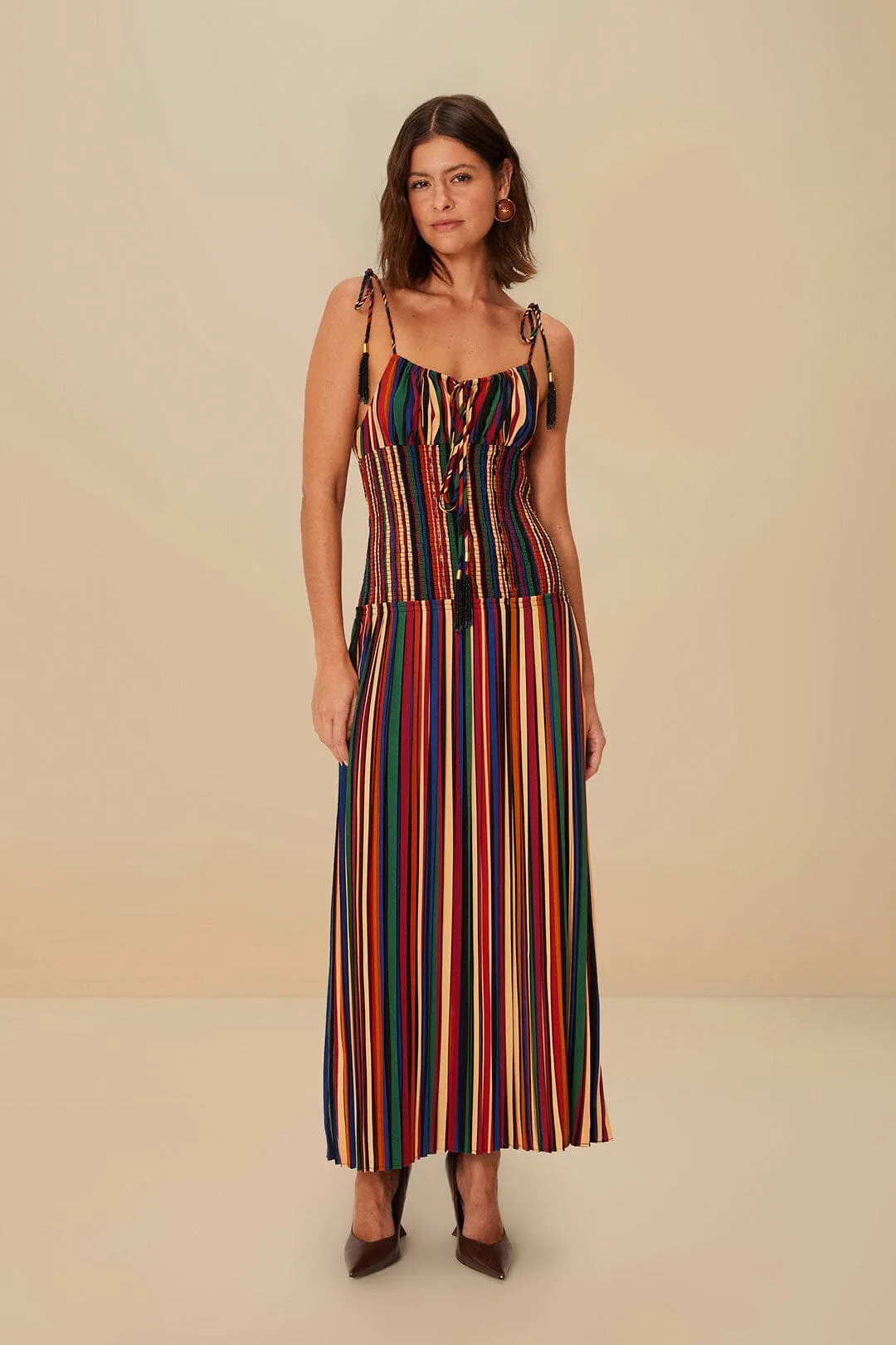 Walk Friendly Multicolor Pipa Stripes Midi Dress