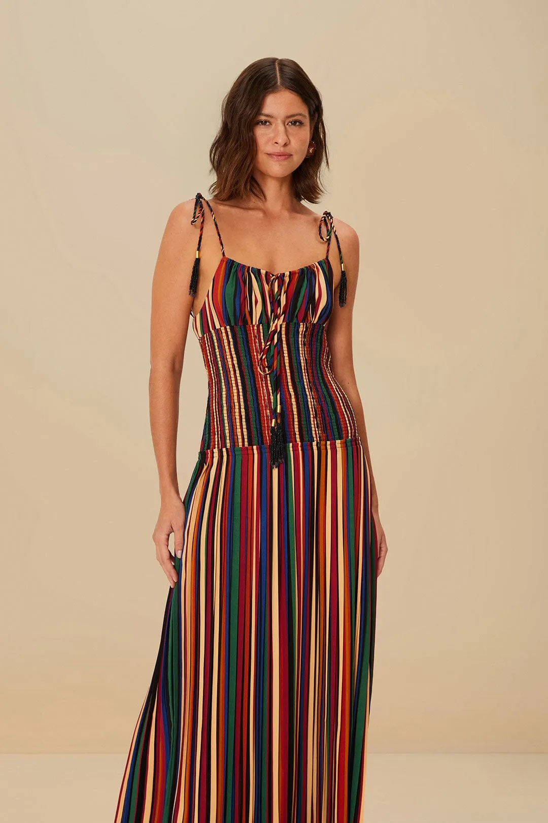 Multicolor Pipa Stripes Midi Dress Smart Casual