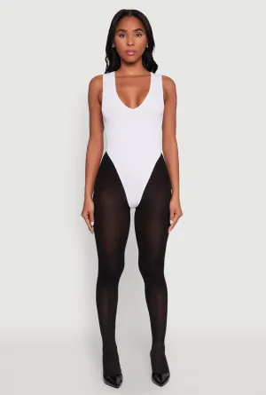 Seamless V Neck Thong Bodysuit Casual Elegant Gym New