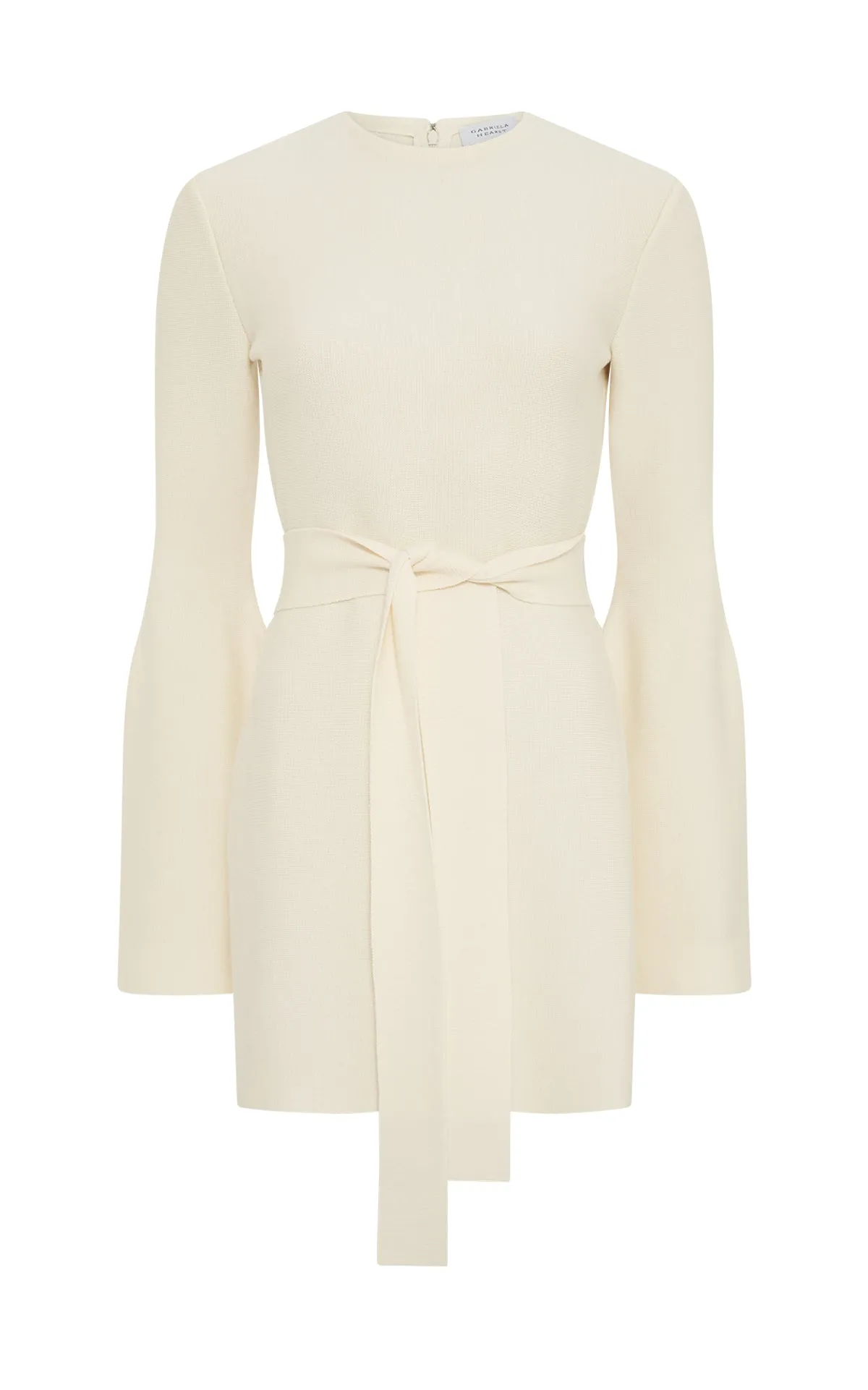Sharp Line Tenas Knit Mini Dress in Ivory Merino Wool Cashmere