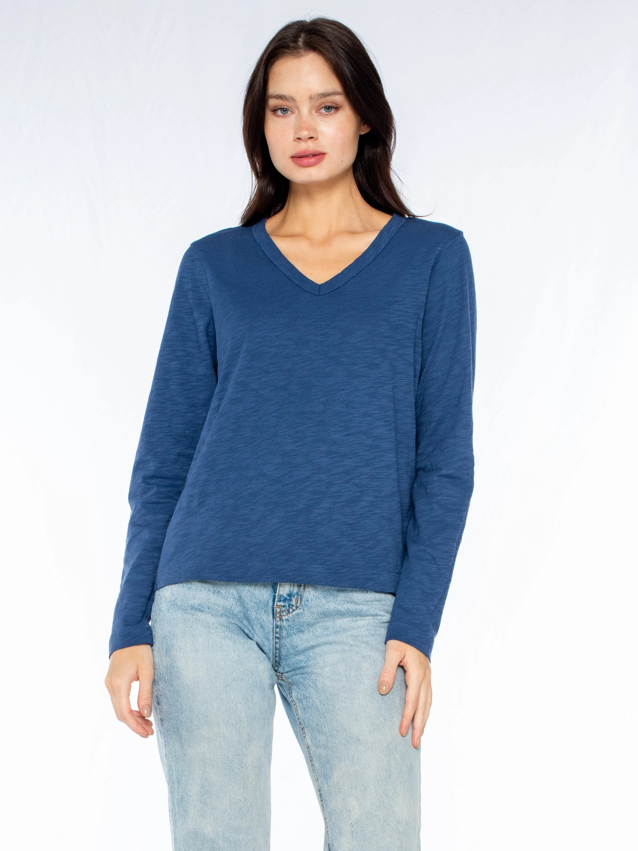 Calm Ease Baby Fit V-Neck L/S Slub Tee