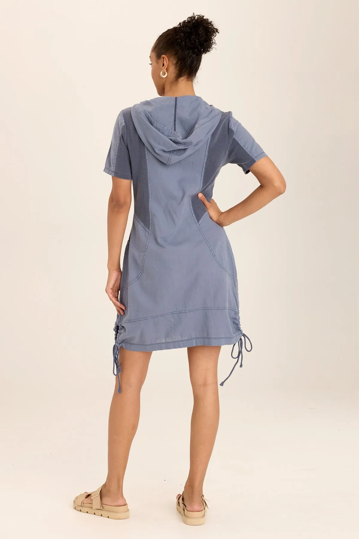 WrinkleFreeTexture Lenchen Linen/Stretch Hooded Mini Jacket-Dress