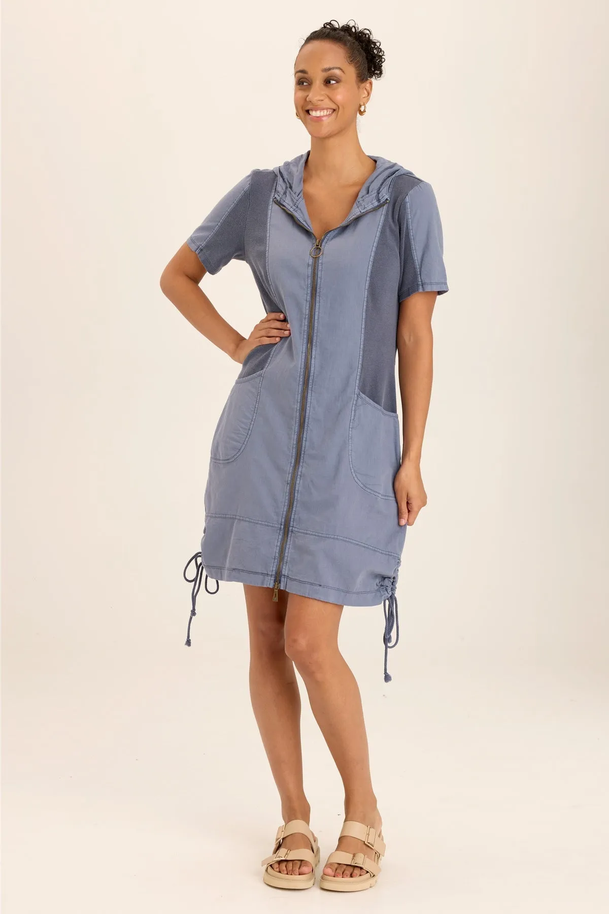 Peace Flow Lenchen Linen/Stretch Hooded Mini Jacket-Dress