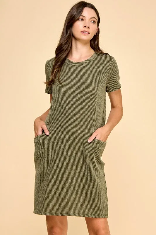 Joyful Mood SmoothInnerLining Ribbed Pocket Dresses - 2 Colors!